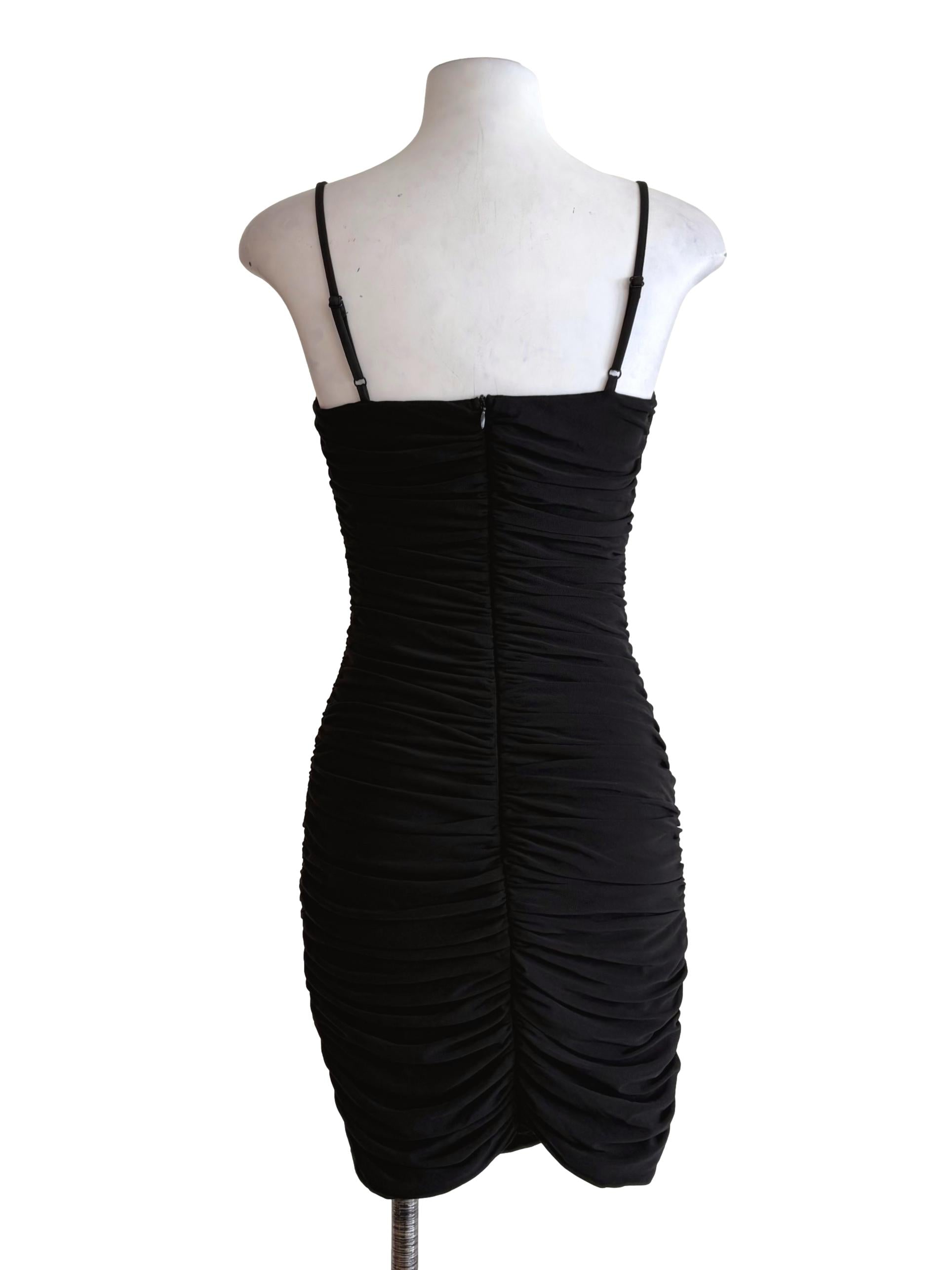 Raven Black Ruched Body-Con Dress