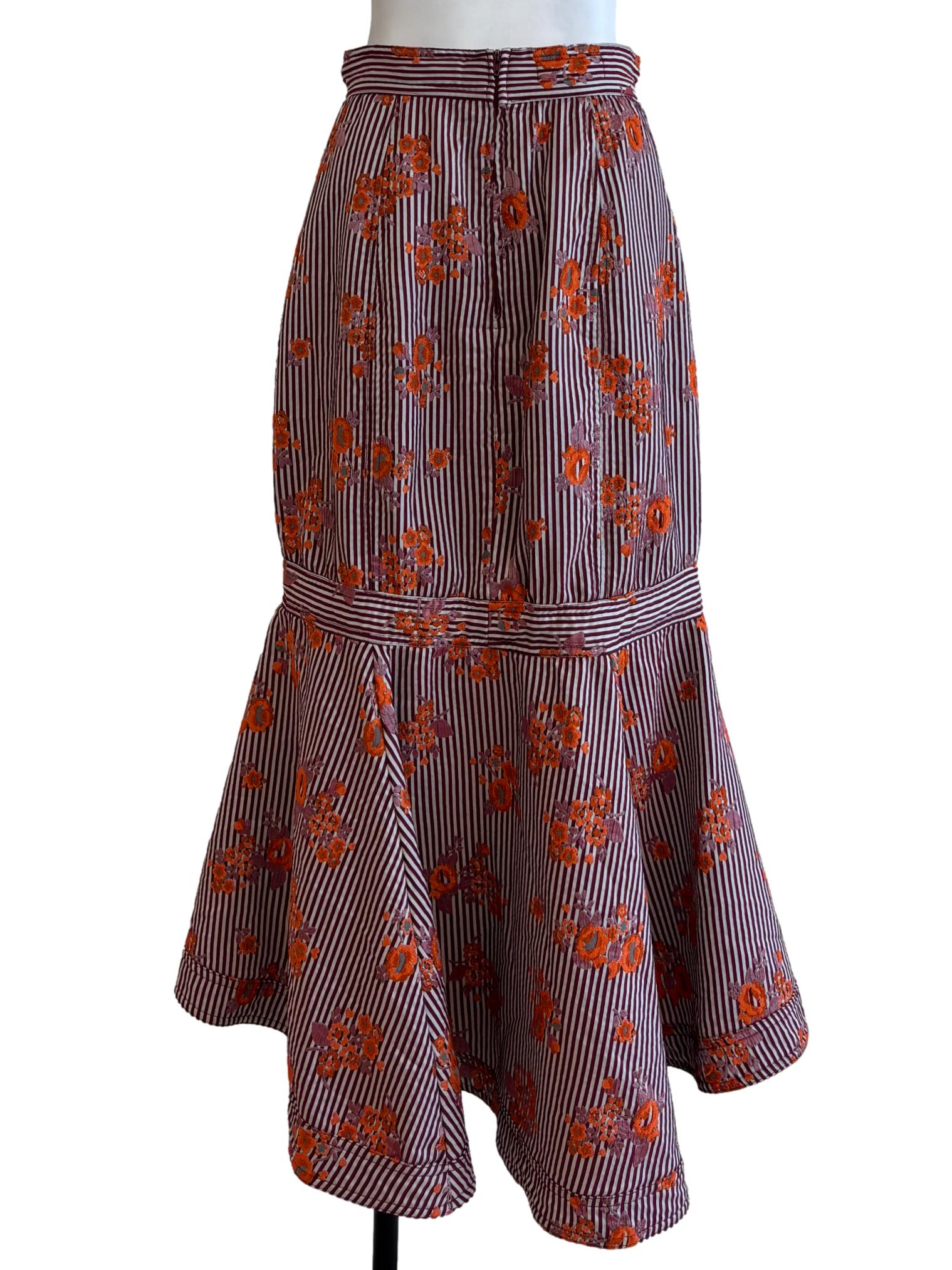 Maroon Tangelo Floral Mermaid Skirt
