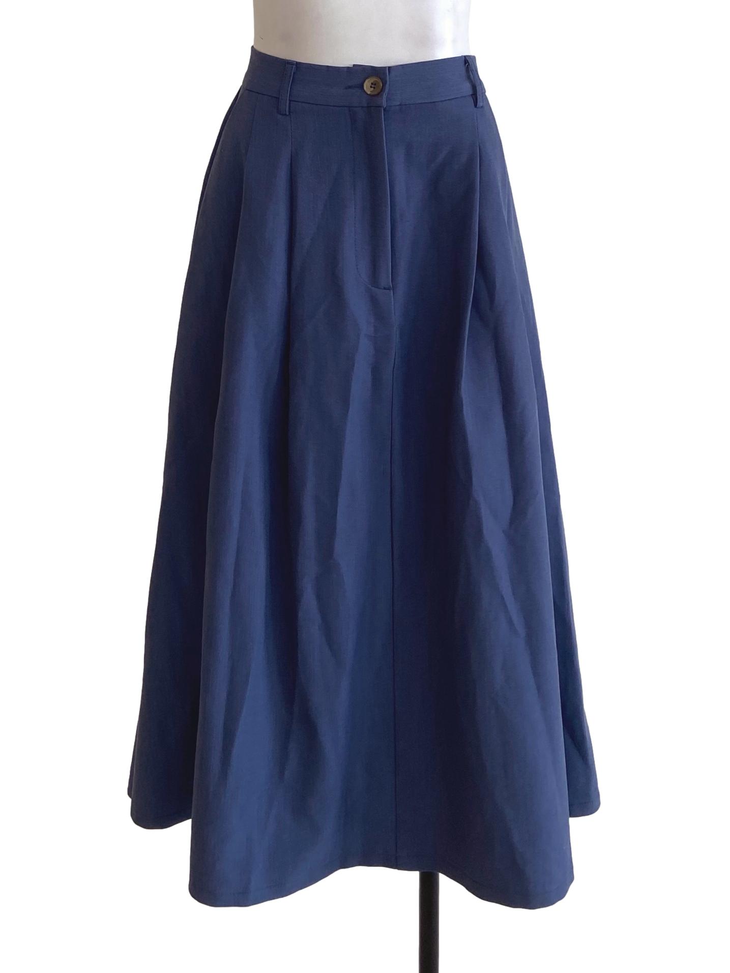 Navy Blue Twill A-Line Skirts