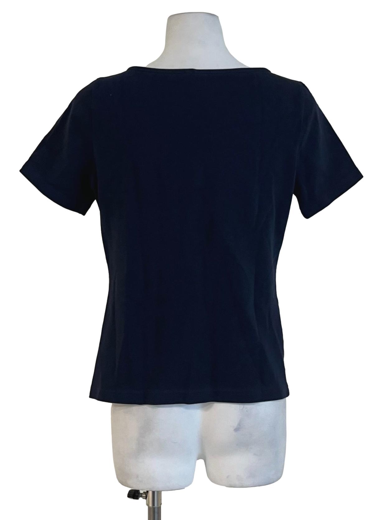 Navy Blue V-Neckline Blouse