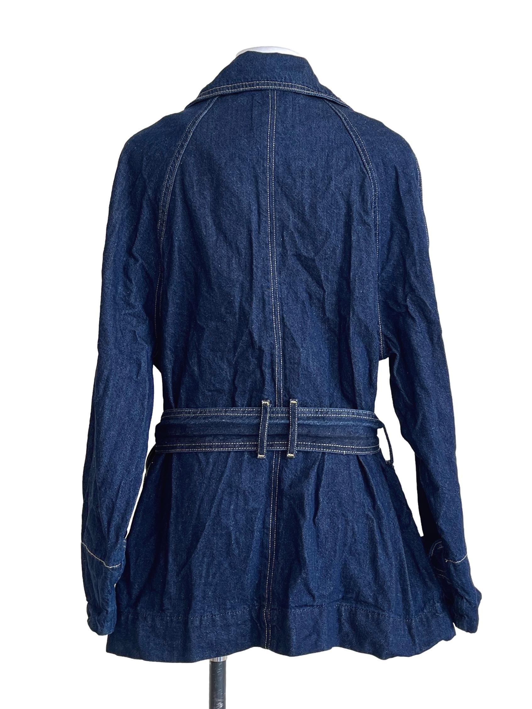 Navy Blue Long Sleeve Wrap Jacket