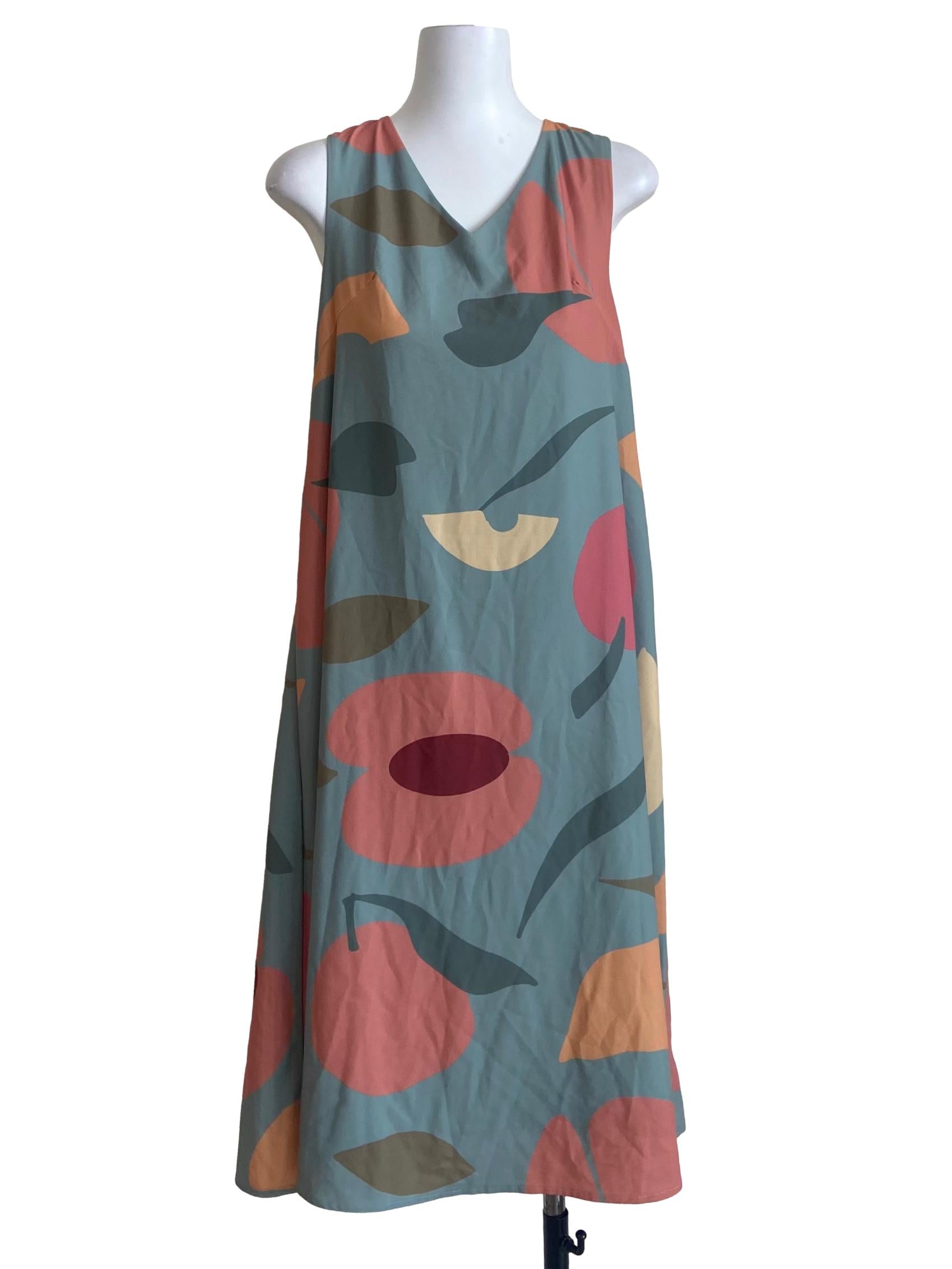 Mint Green & Floral A-Line Dress