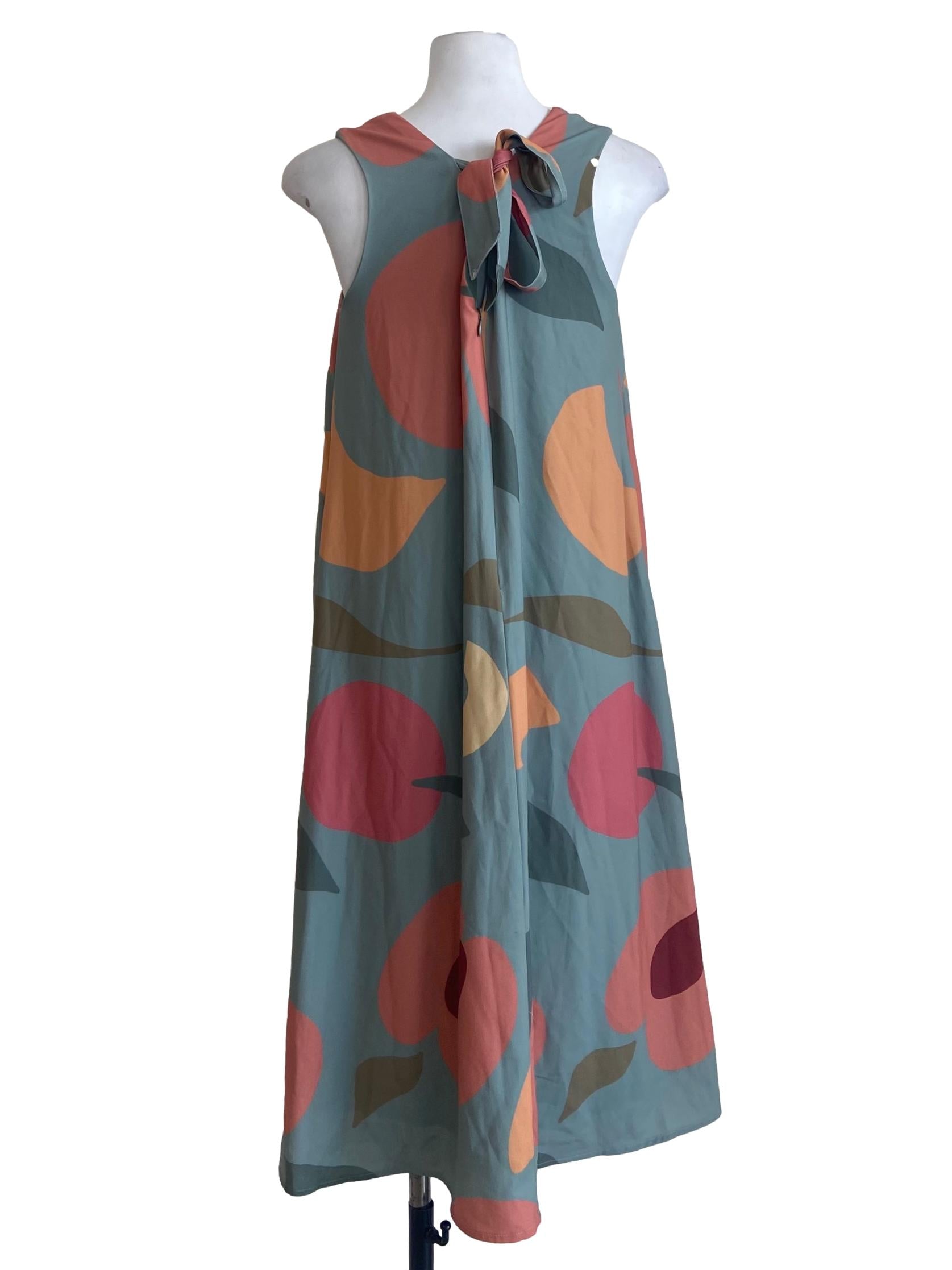 Mint Green & Floral A-Line Dress