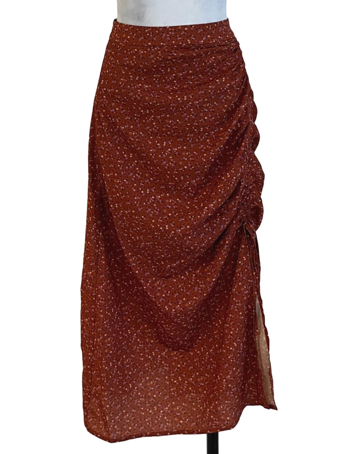 Squash Orange Floral A-Line Skirt