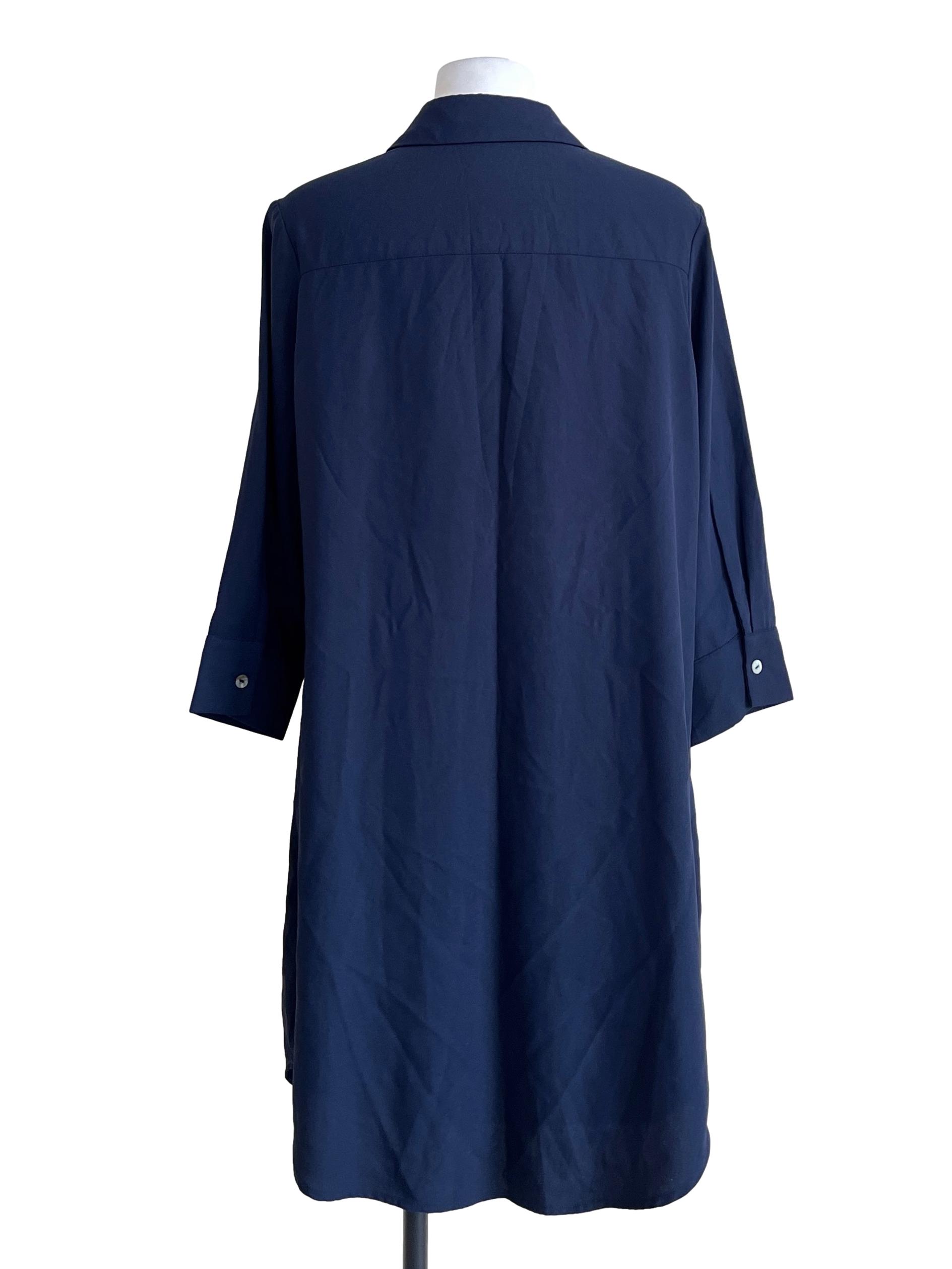 Peacock Blue Down Button Long Top