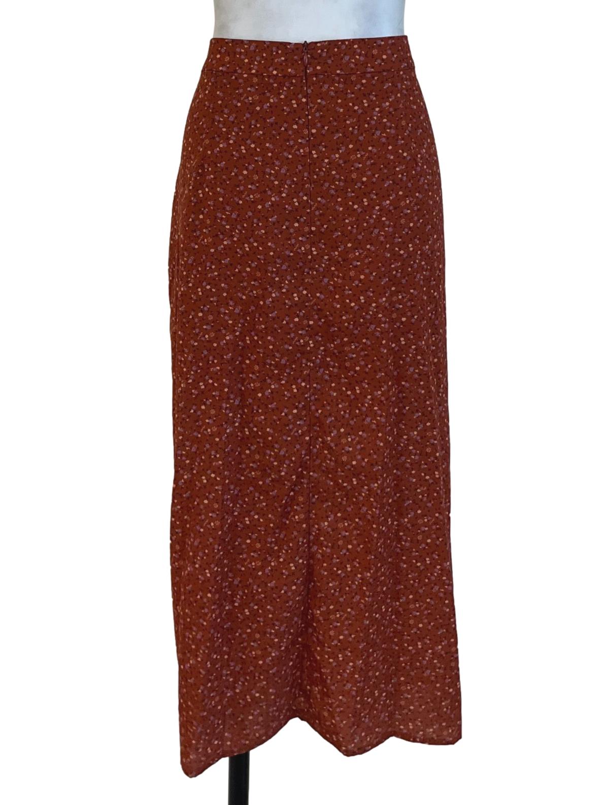 Squash Orange Floral A-Line Skirt