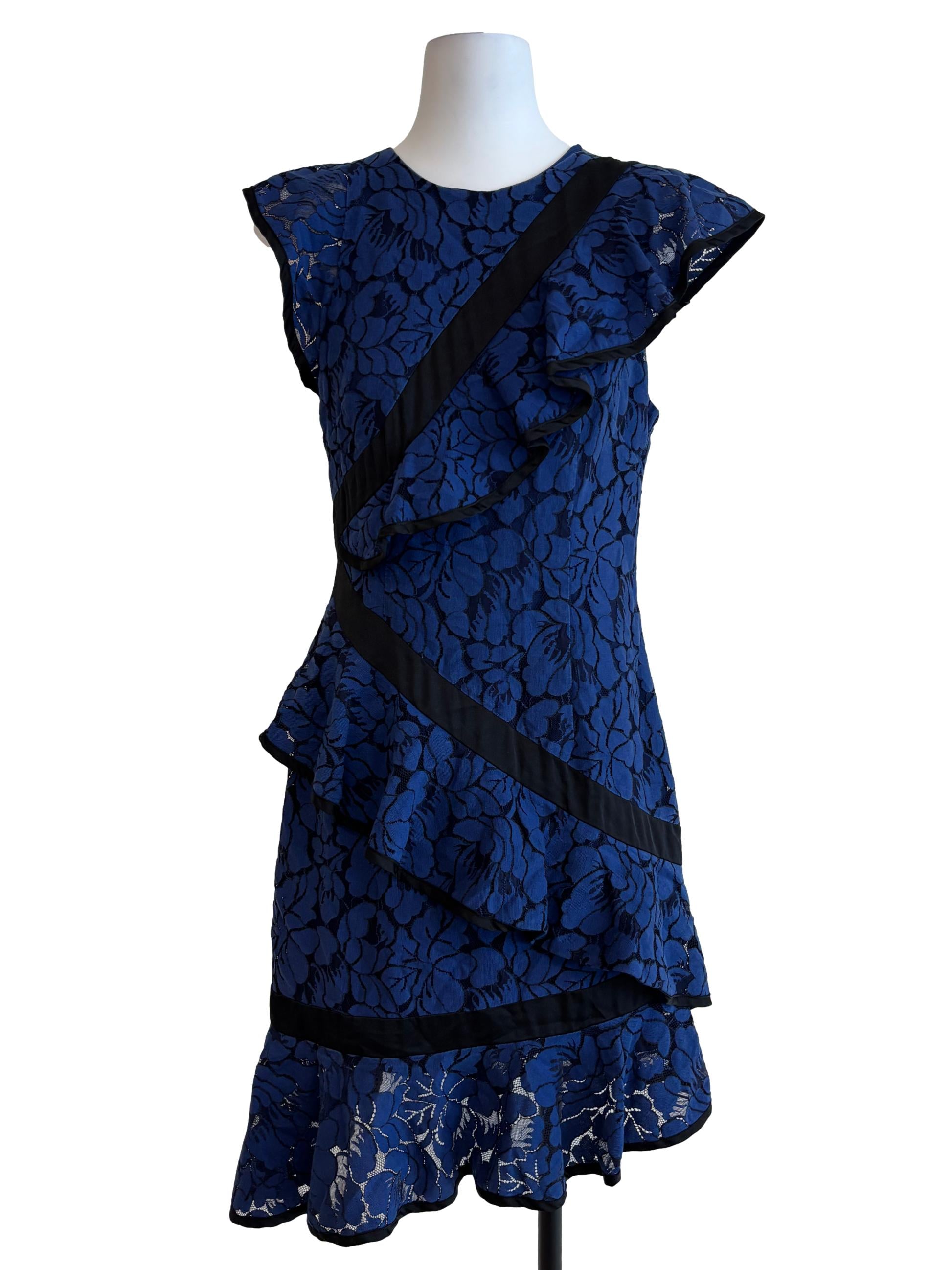 Azure Blue Ruffle Lace Dress