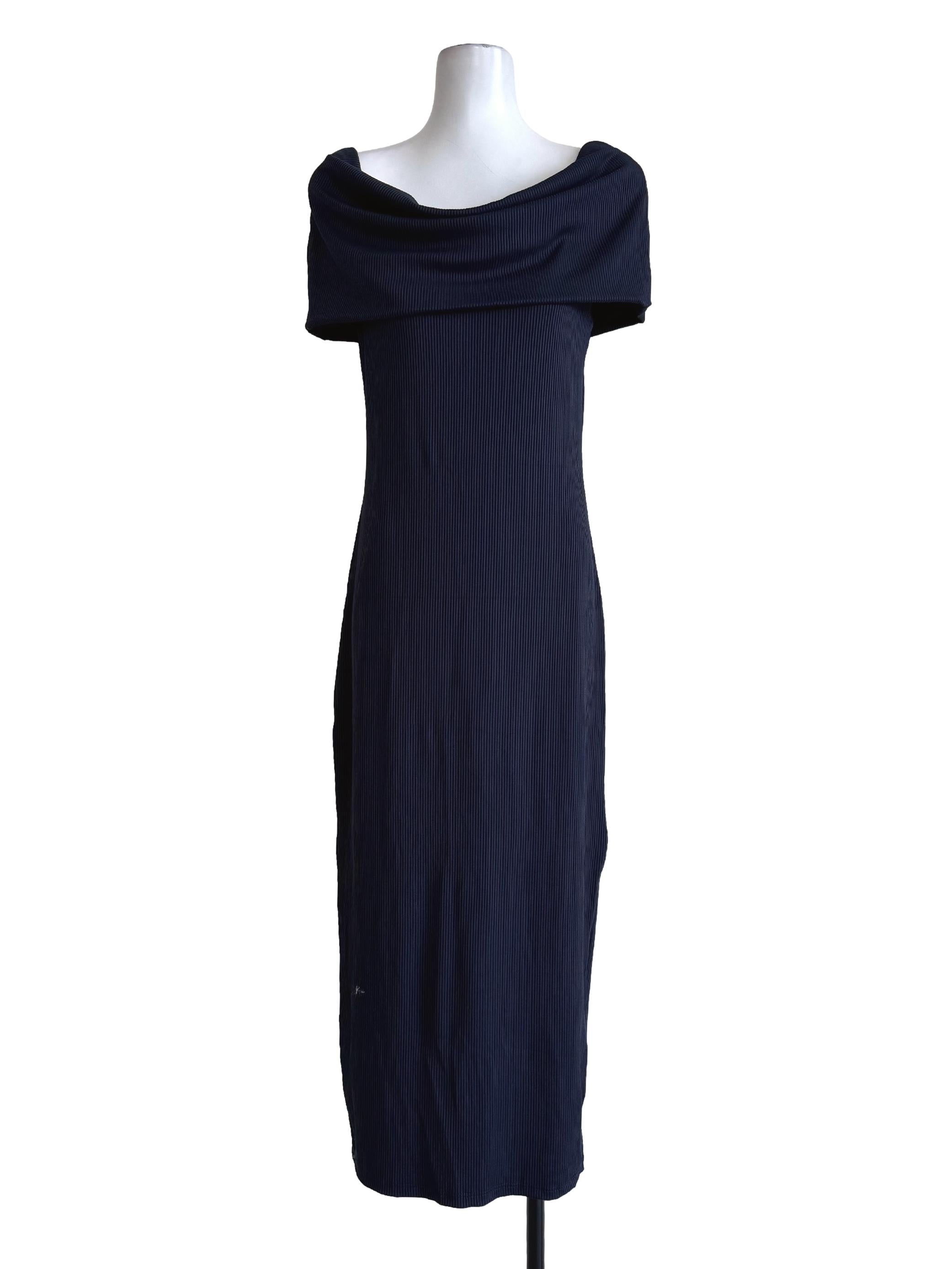 Navy Blue Sailor Neck Bodycon Dress