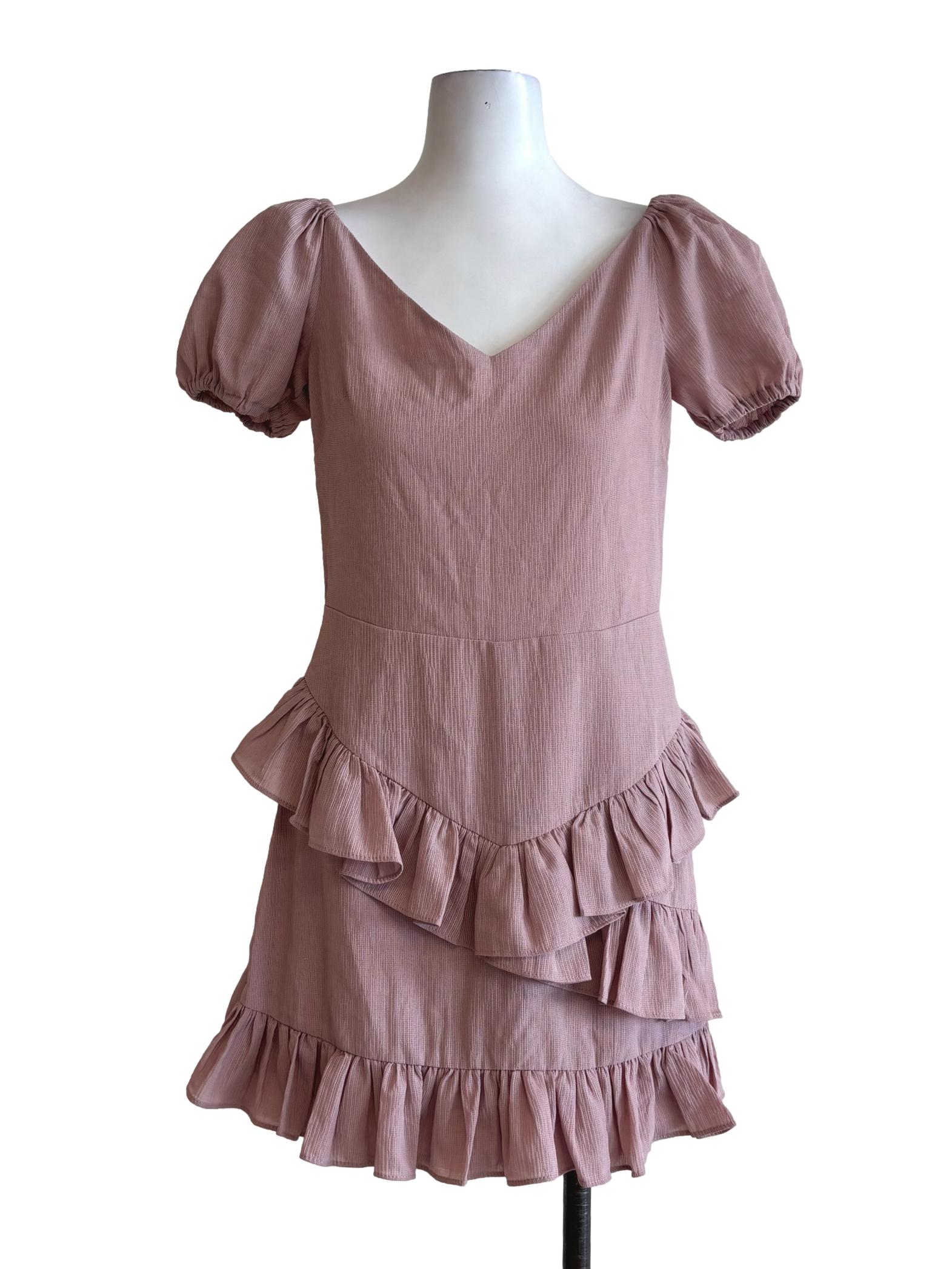 Nude Pink Tier Front Rompers