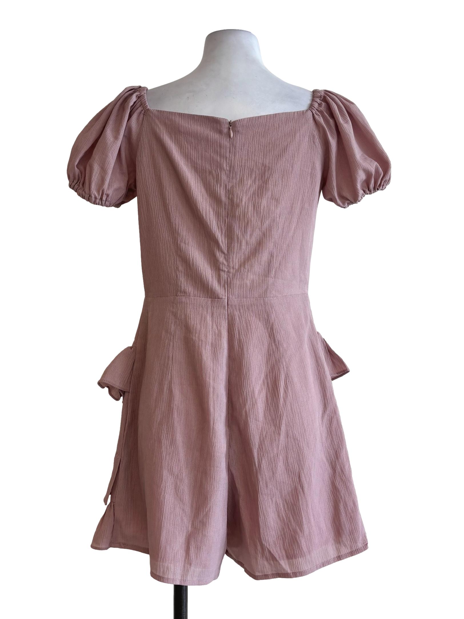 Nude Pink Tier Front Rompers