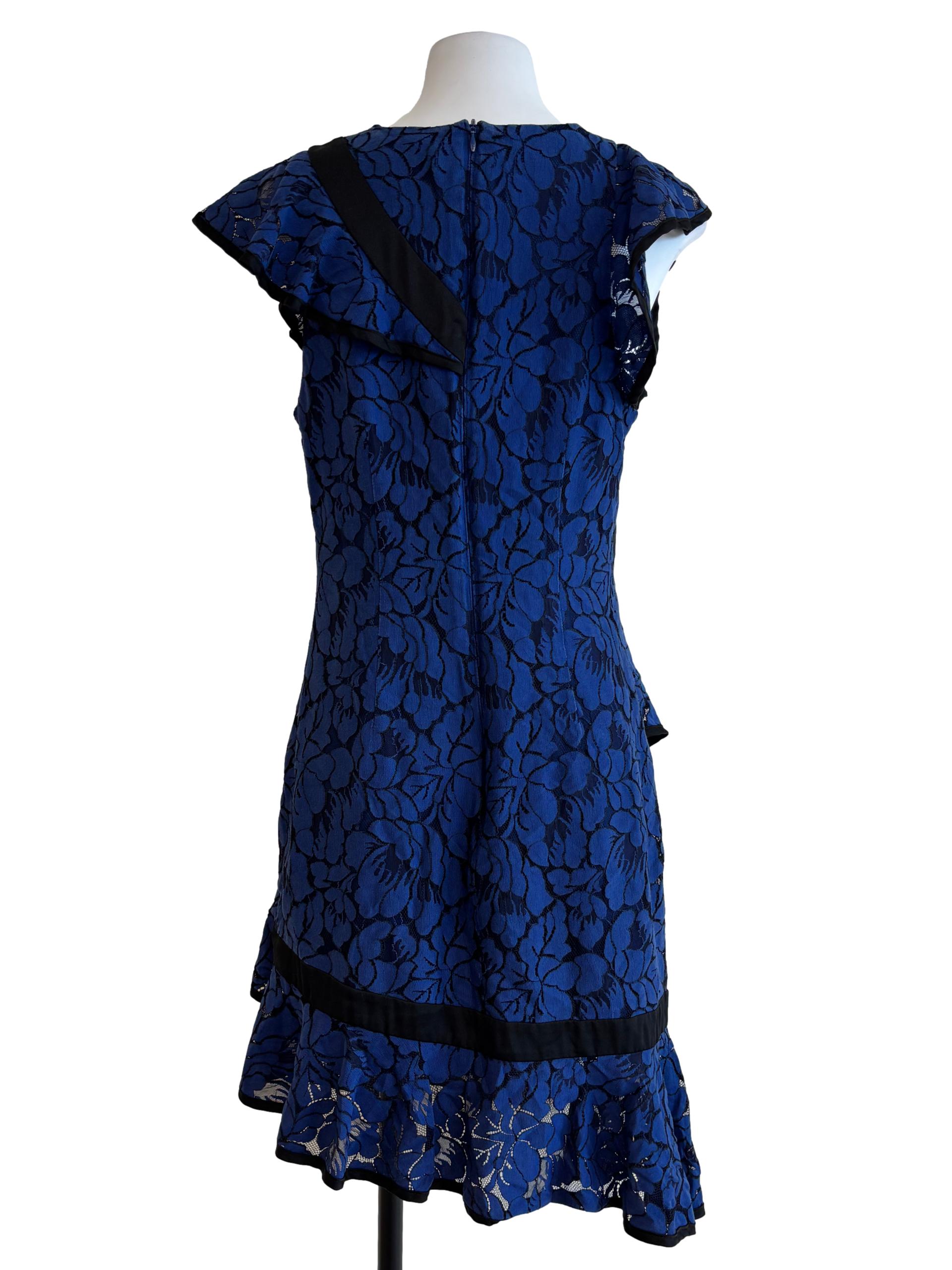 Azure Blue Ruffle Lace Dress