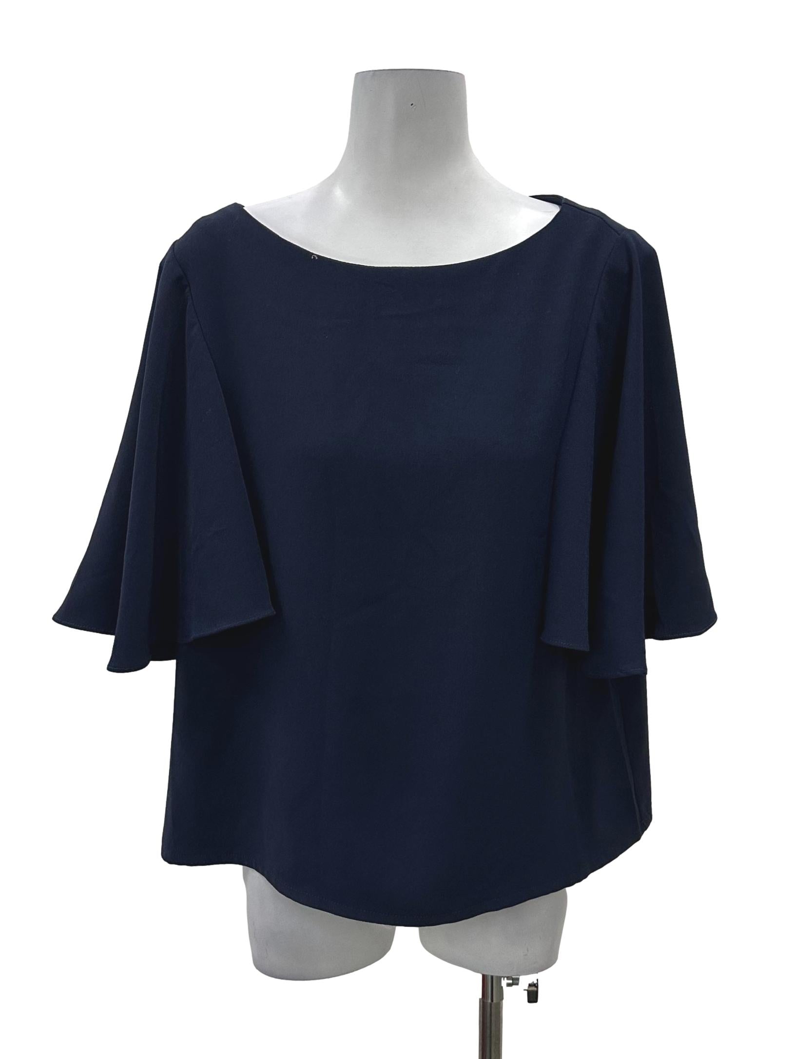 Navy Flowy Sleeve Top