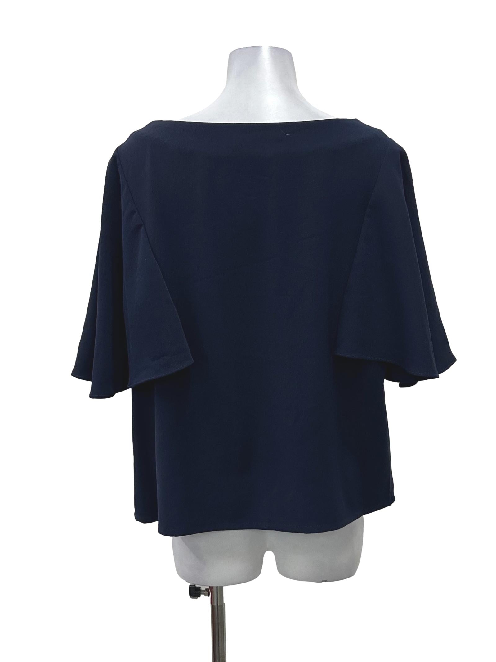 Navy Flowy Sleeve Top