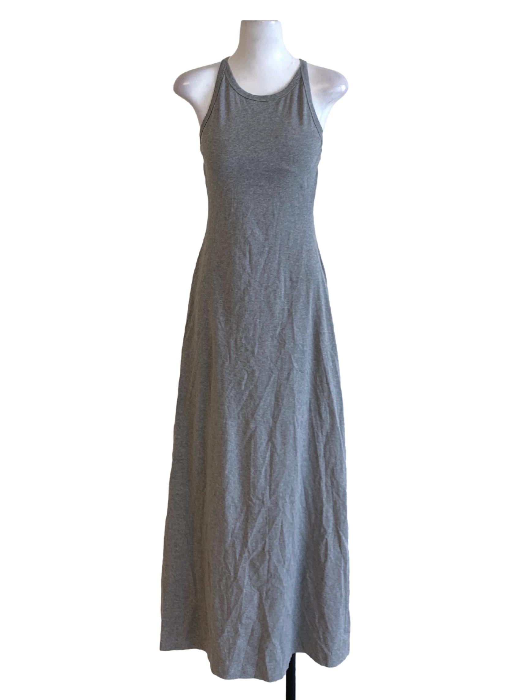 Lead Grey Round Neck Sleeveless Fit Bodycon Dress