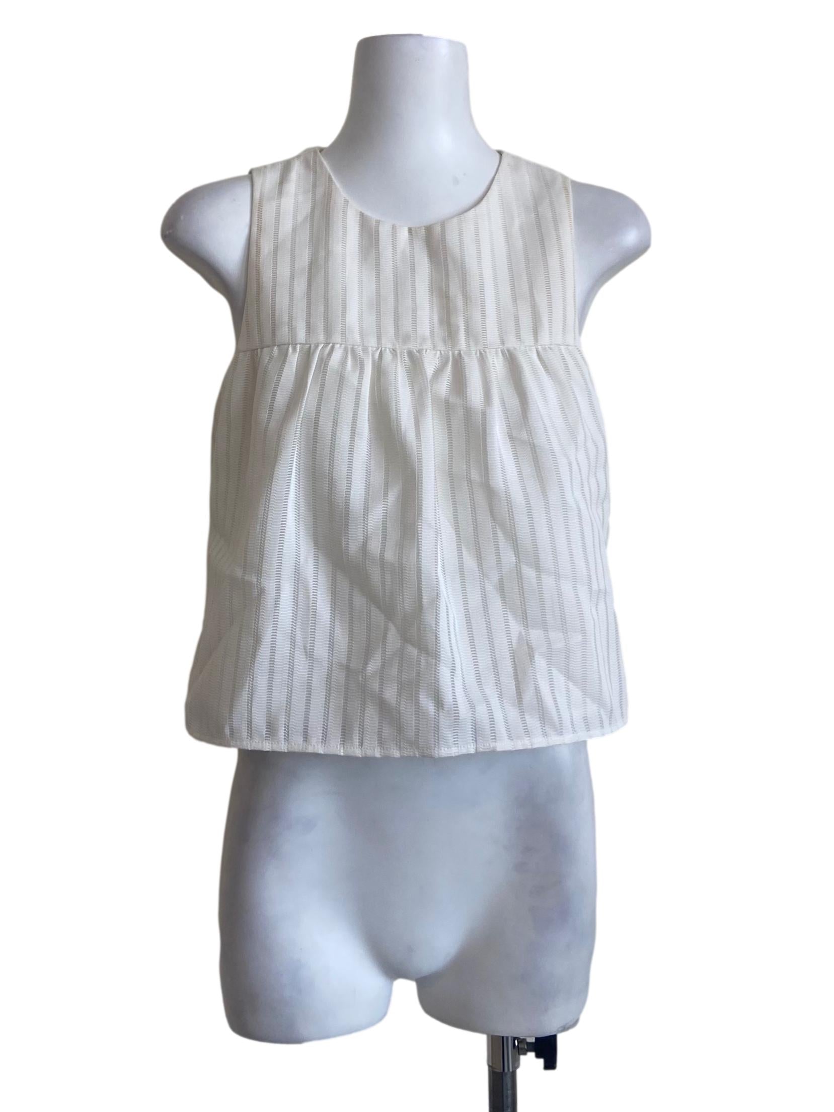 White Sleeveless Jewel Neck Top