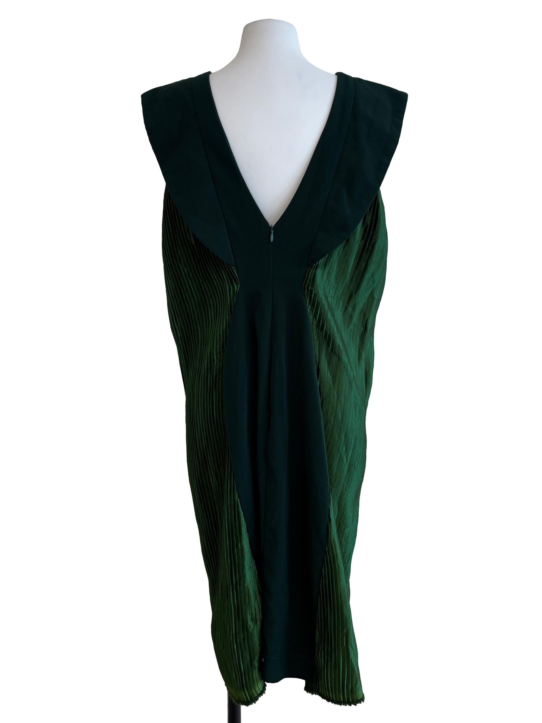 Emerald Green Pleated Shift Dress