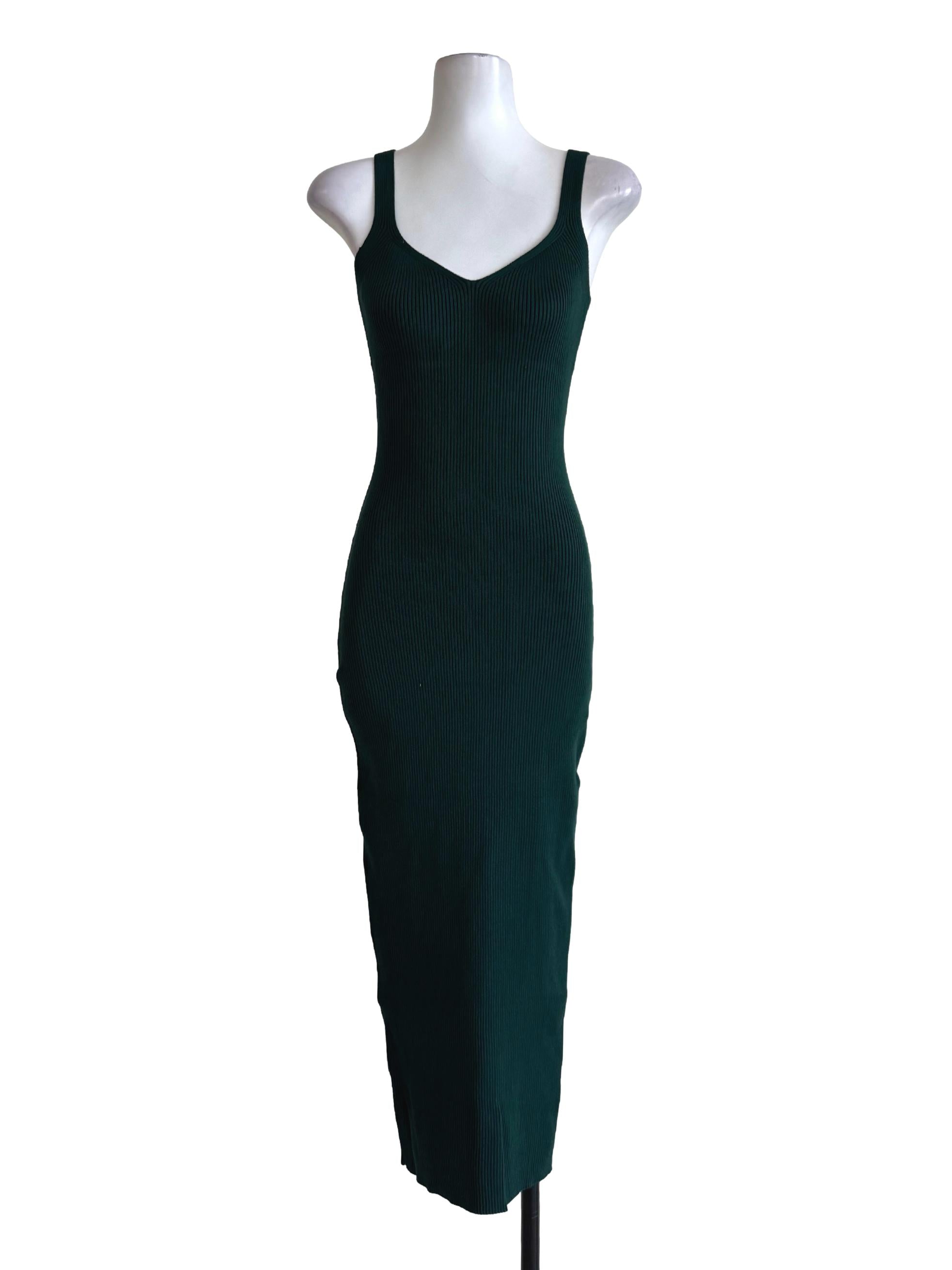 Forest Green V Neck Bodycon Dress
