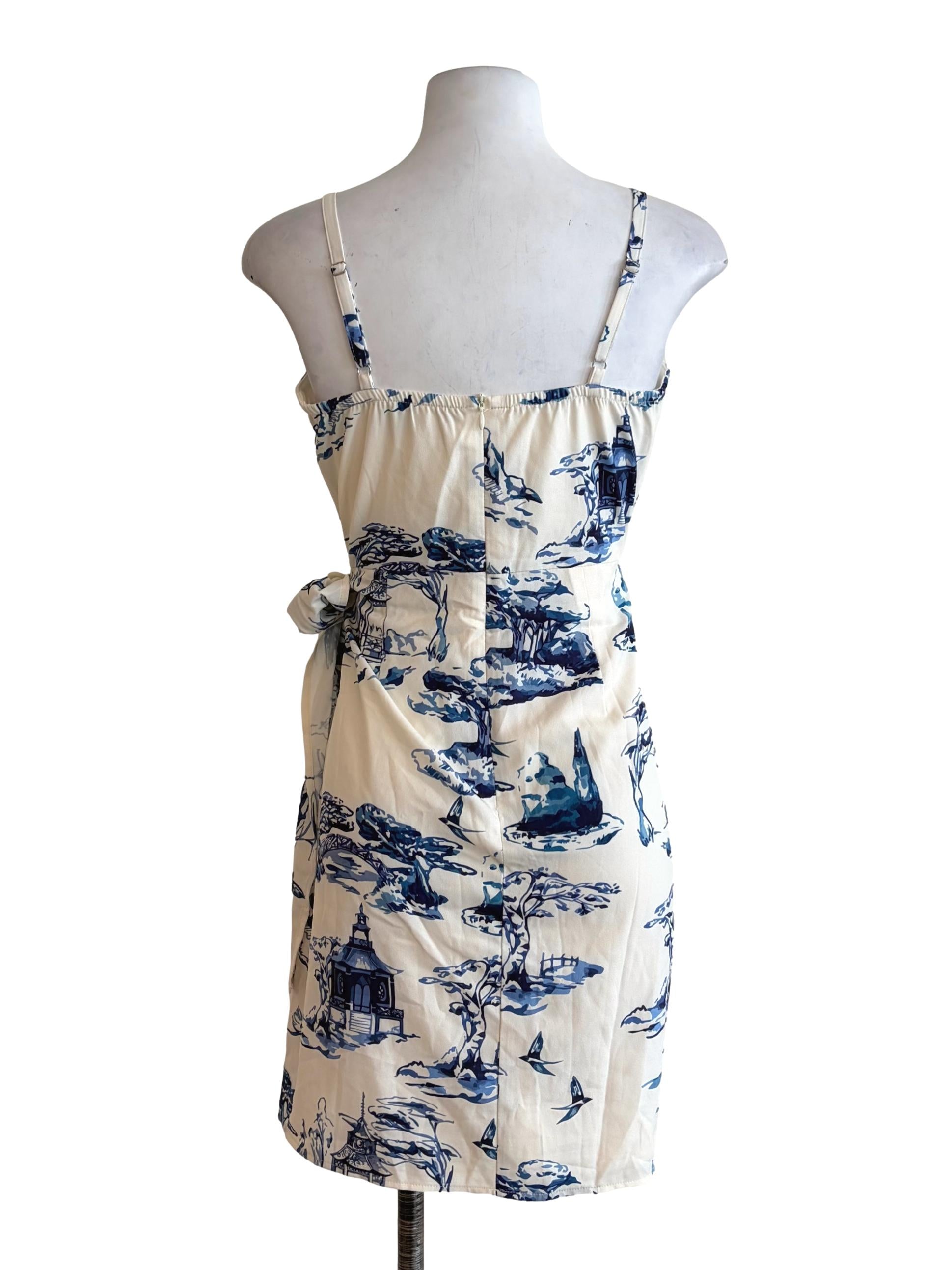 Dove White Blue Graphics Slip Dress TCL