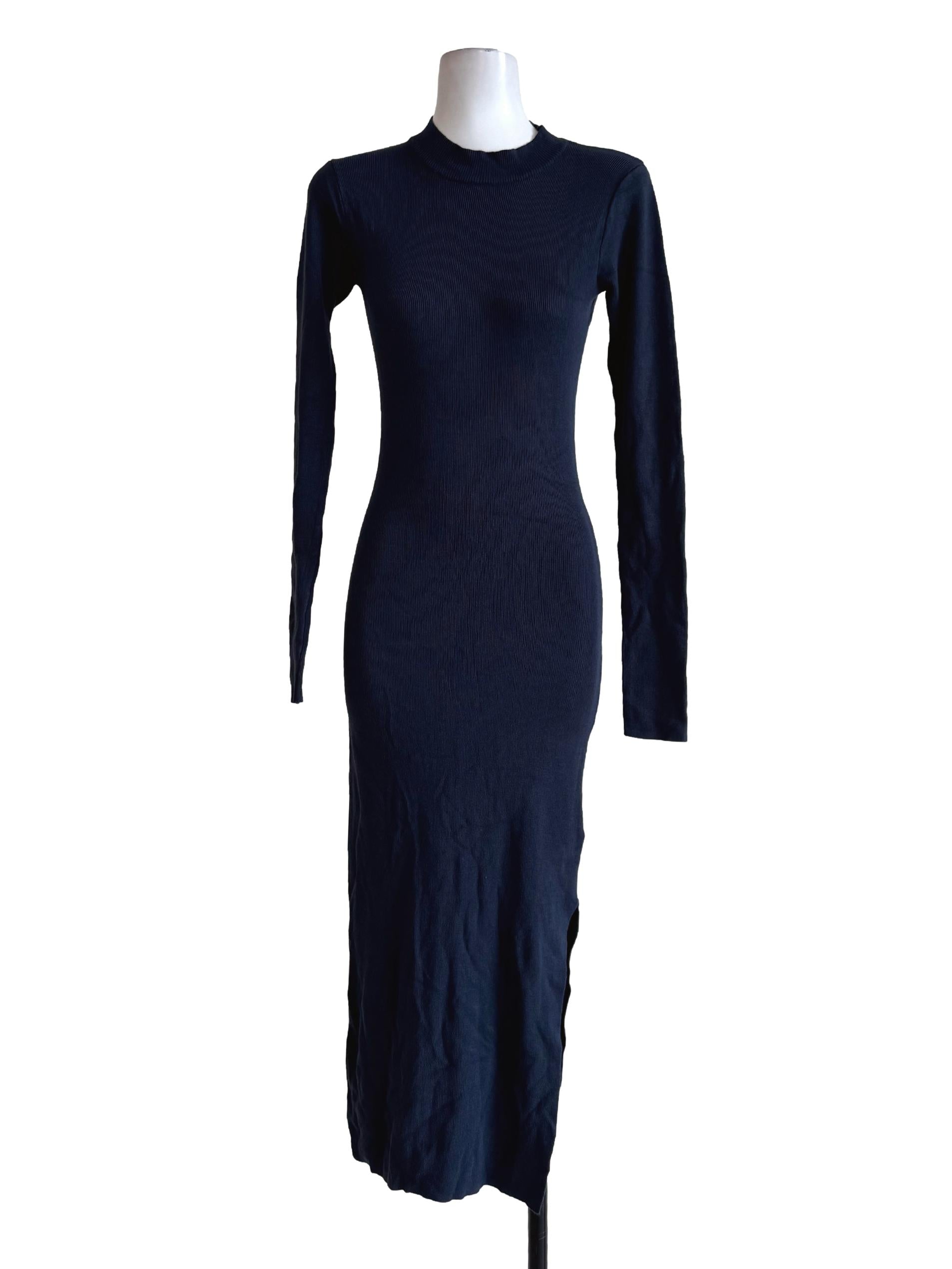 Navy Blue Long Sleeve Bodycon Dress