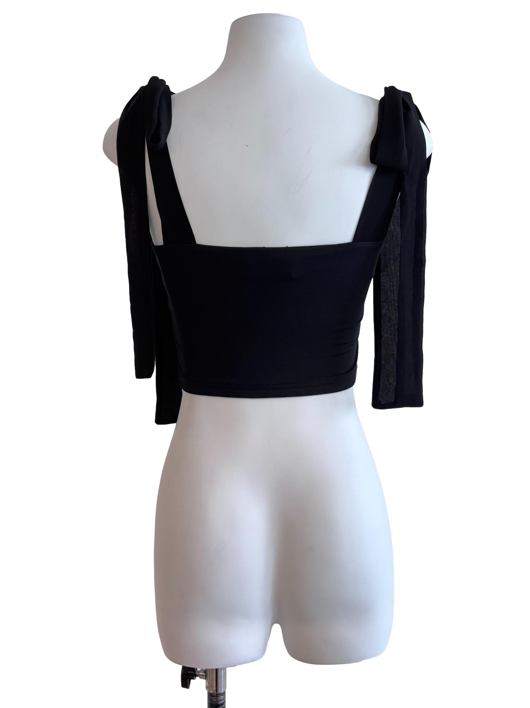 Onyx Black Tie Strap Crop Top
