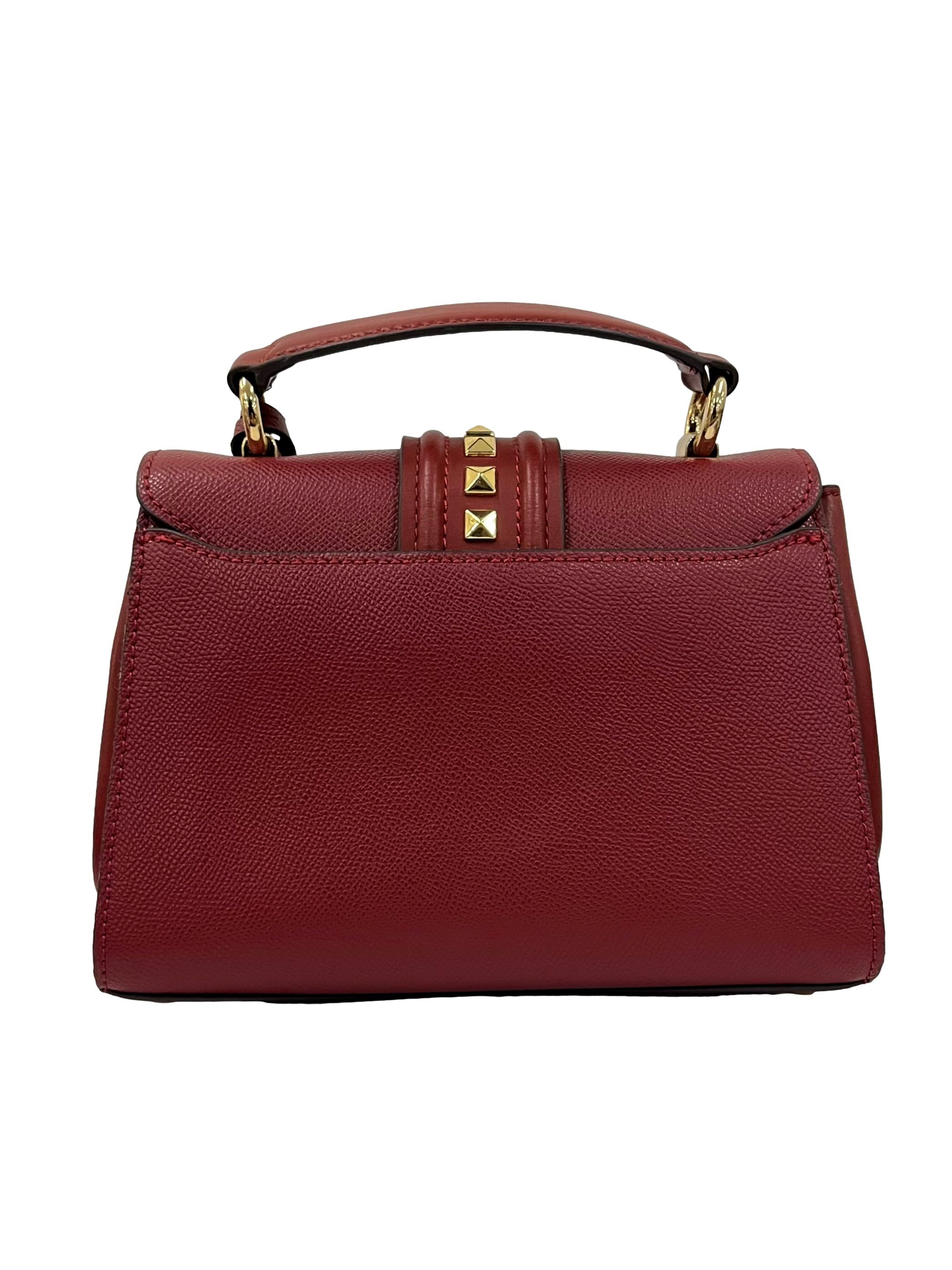 Maroon Bleecker Studded Two Way Handbag
