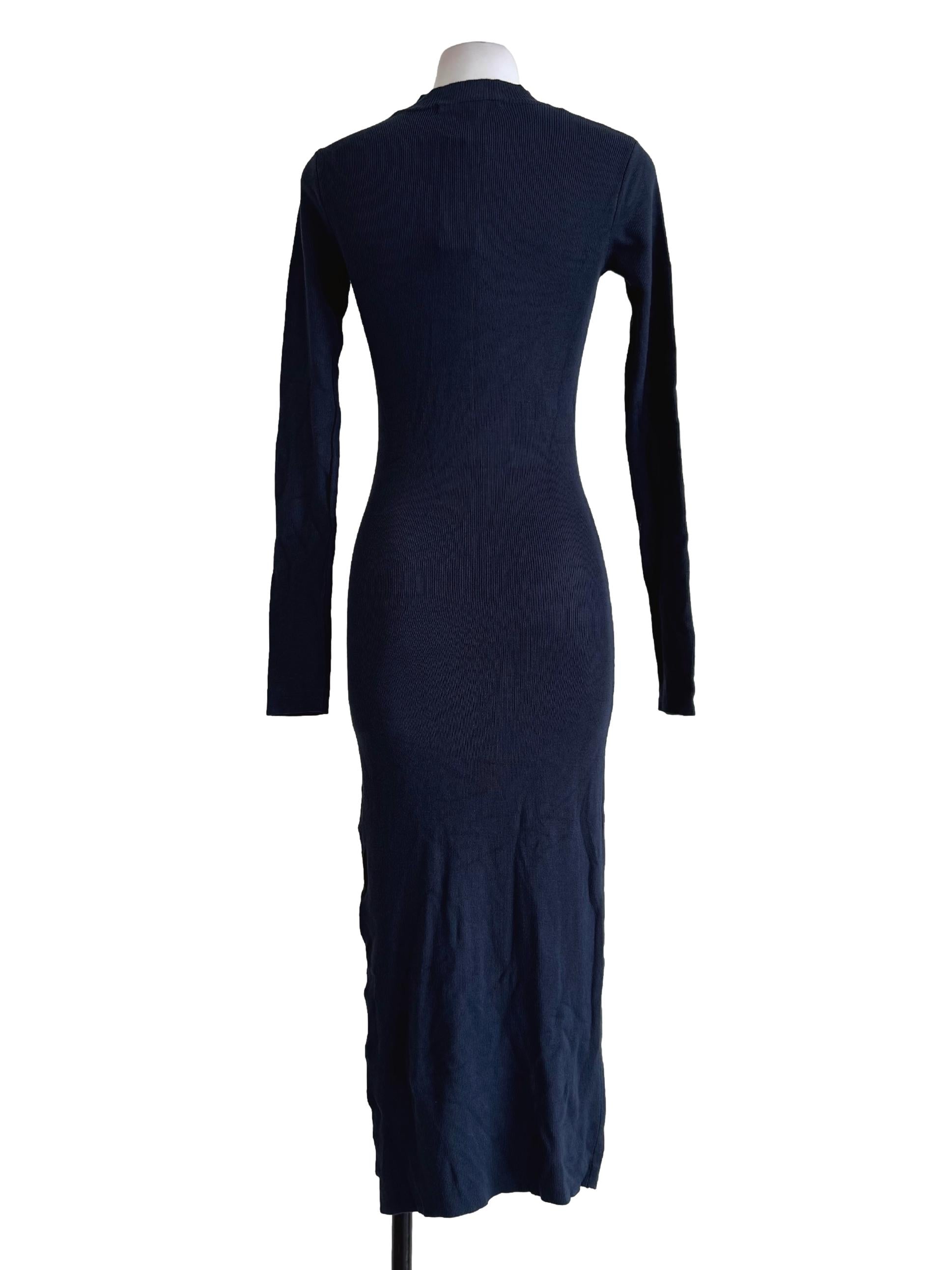 Navy Blue Long Sleeve Bodycon Dress