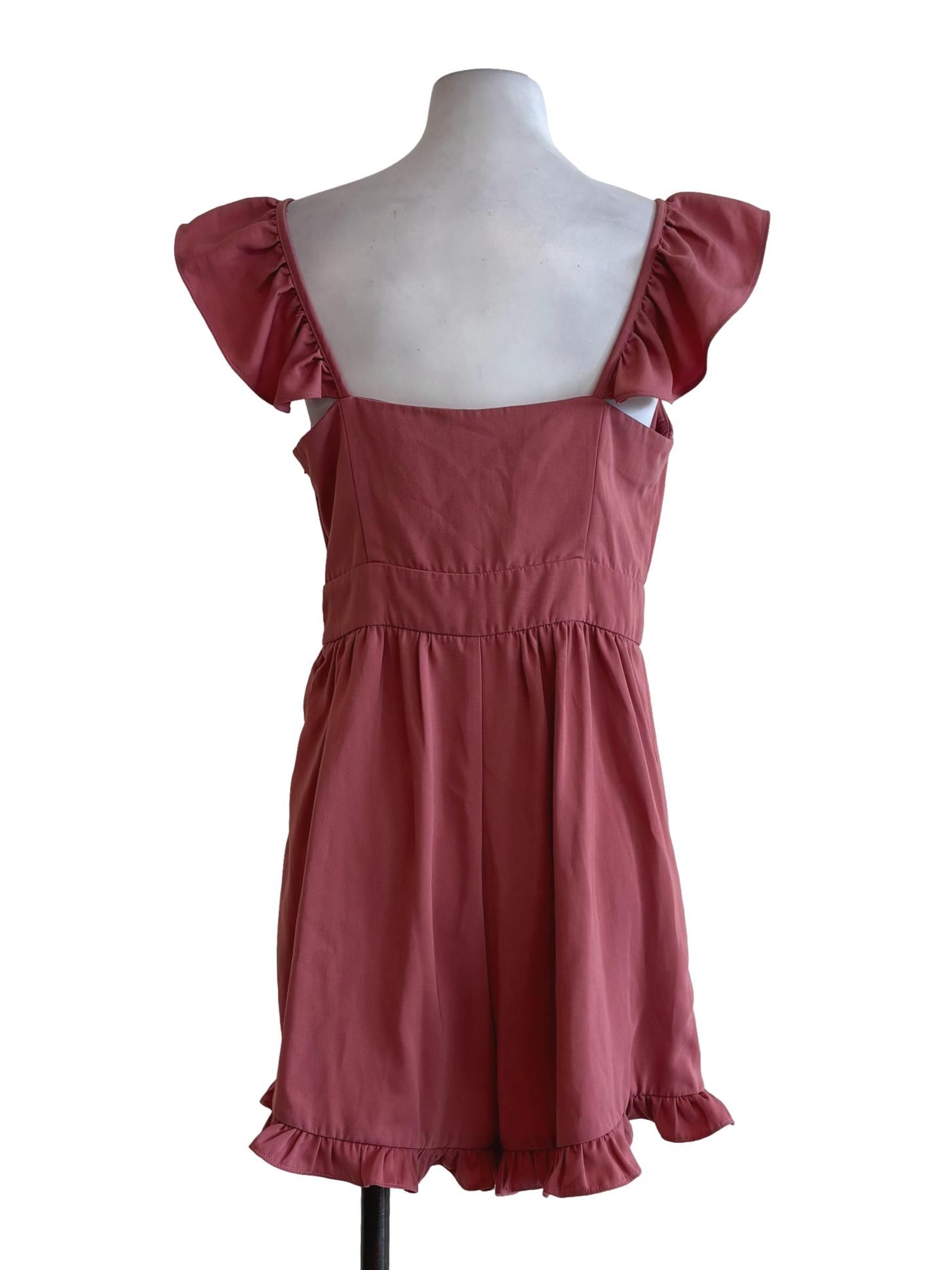 Coral Pink Ruffled Rompers