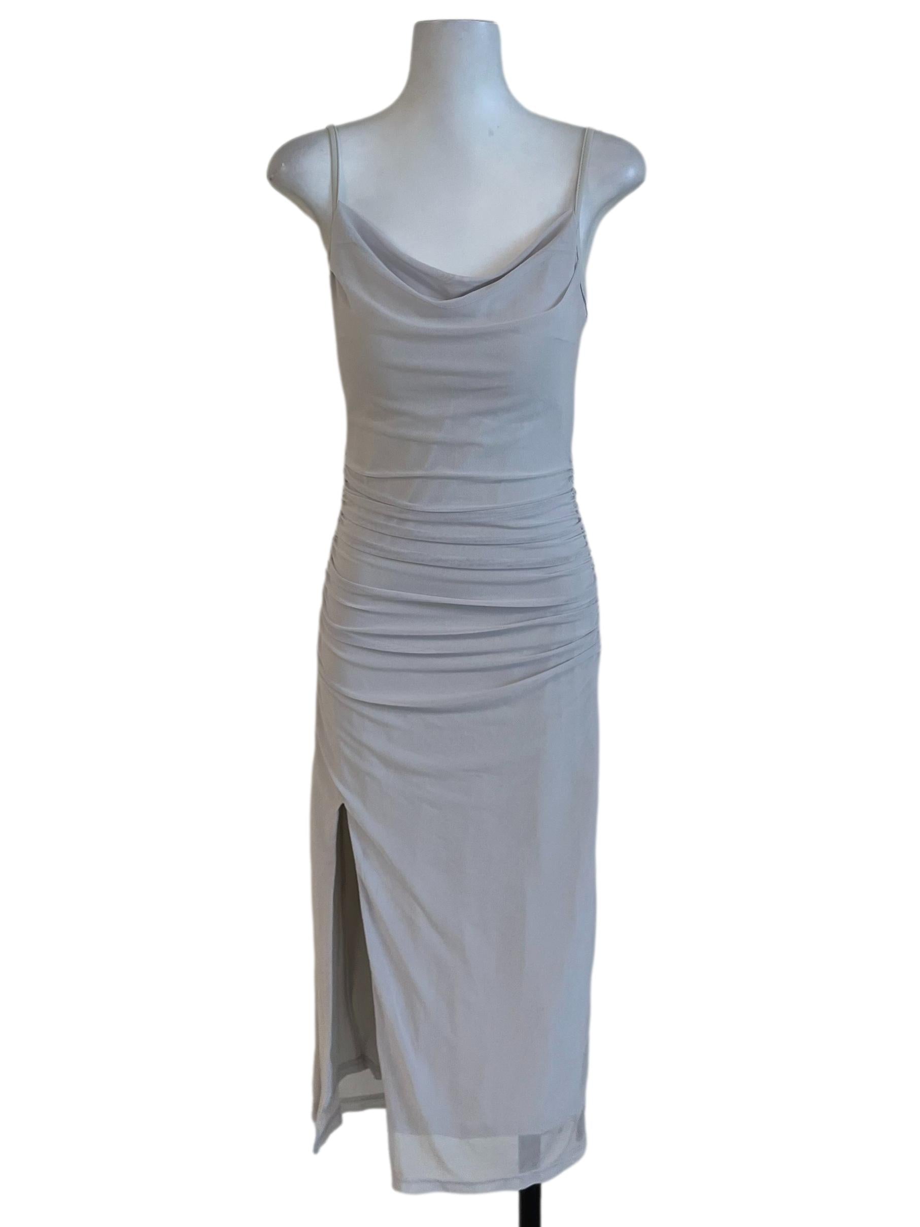 Grey Spaghetti Strap Bodycon Dress