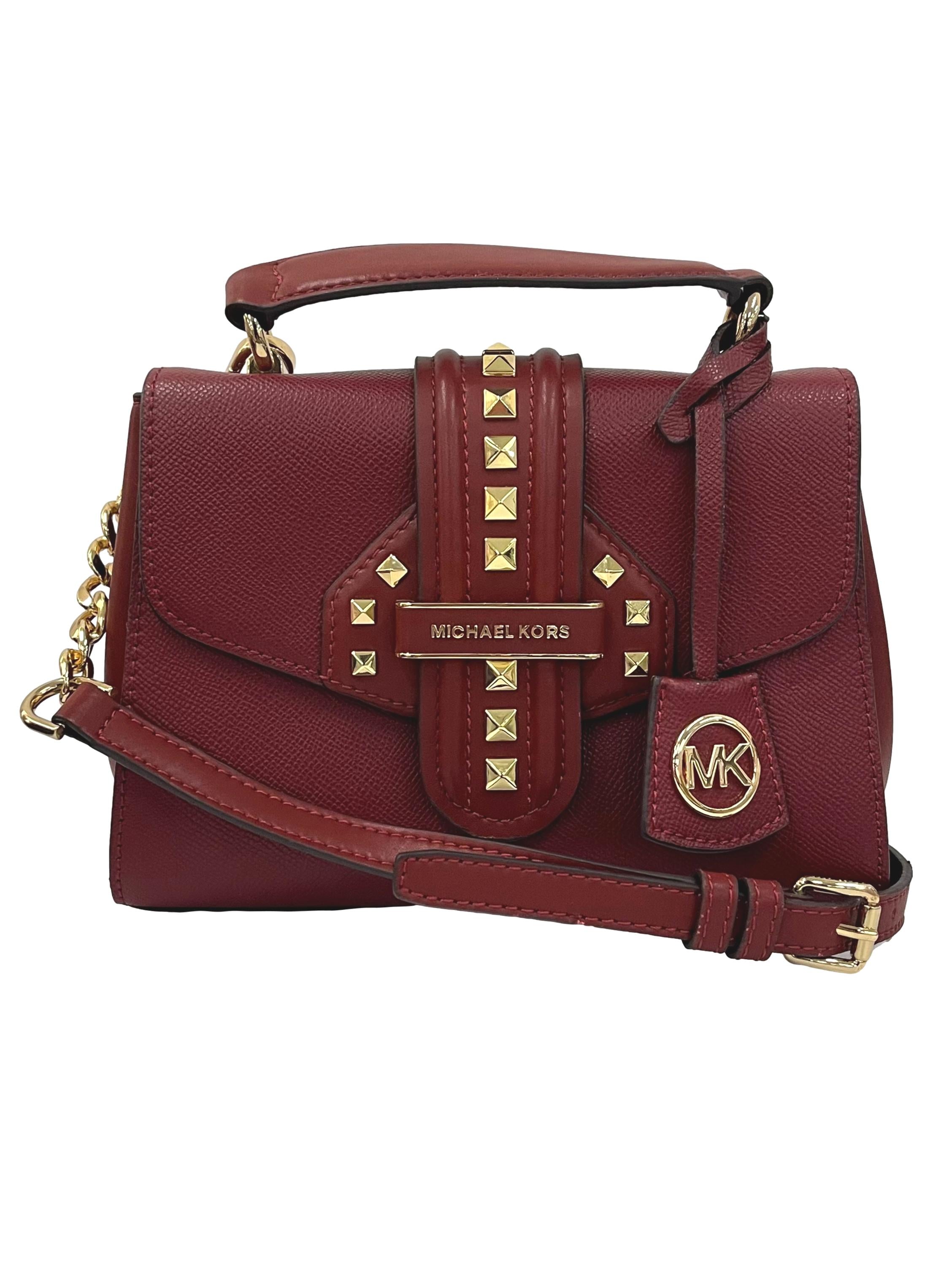 Maroon Bleecker Studded Two Way Handbag