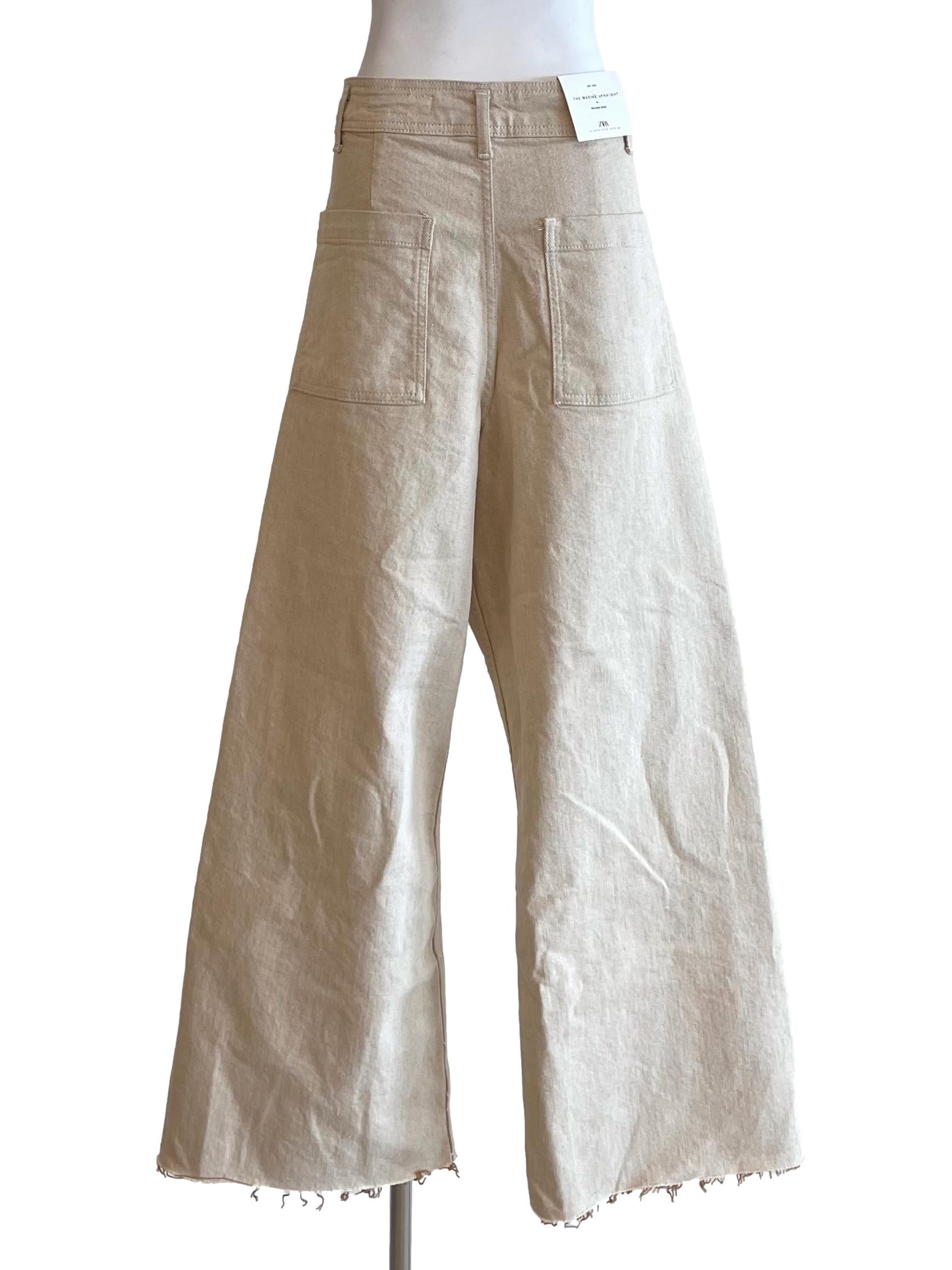 Linen Distressed Wide Leg Pants