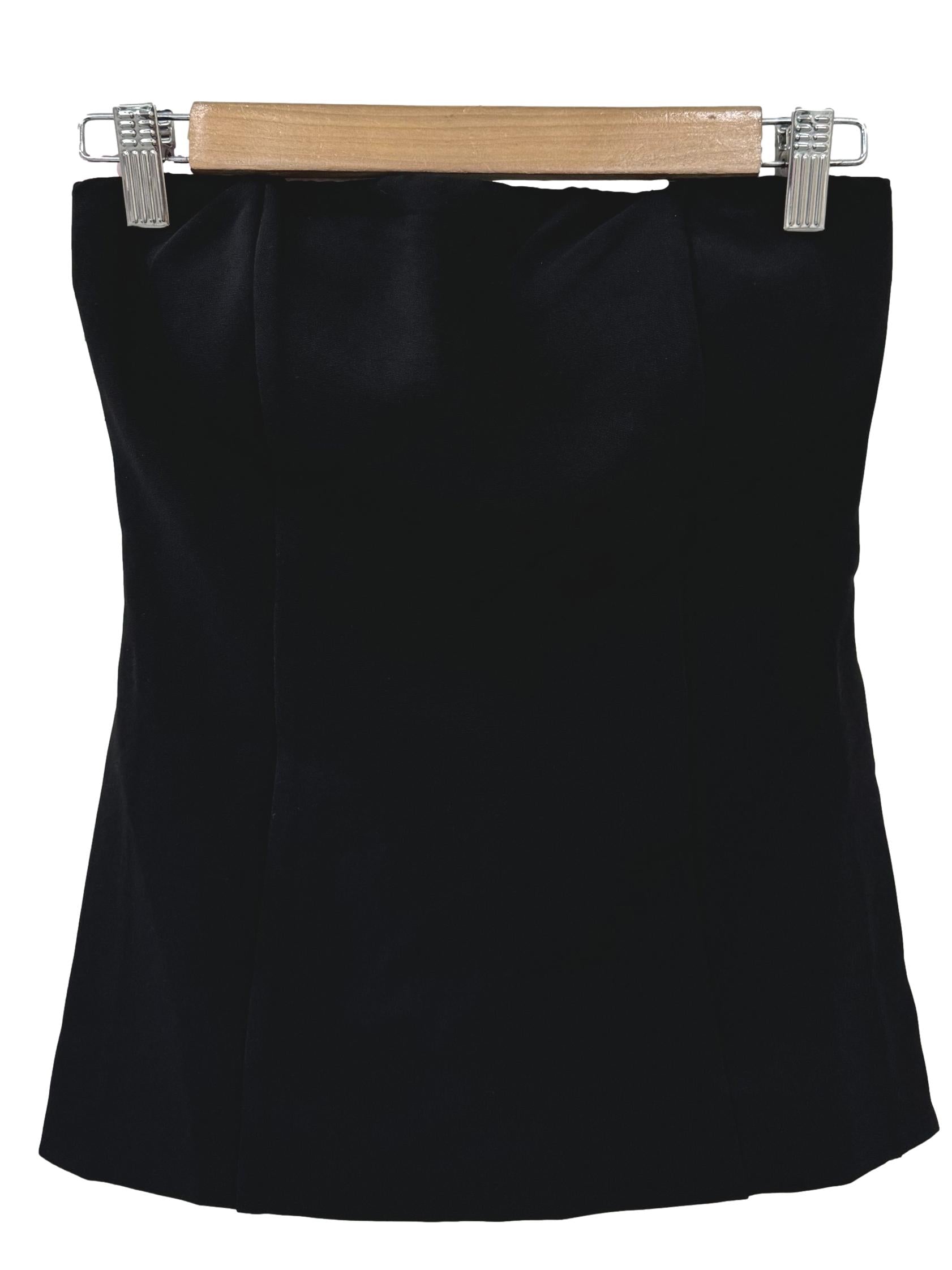 Black Strapless Flare Blouse