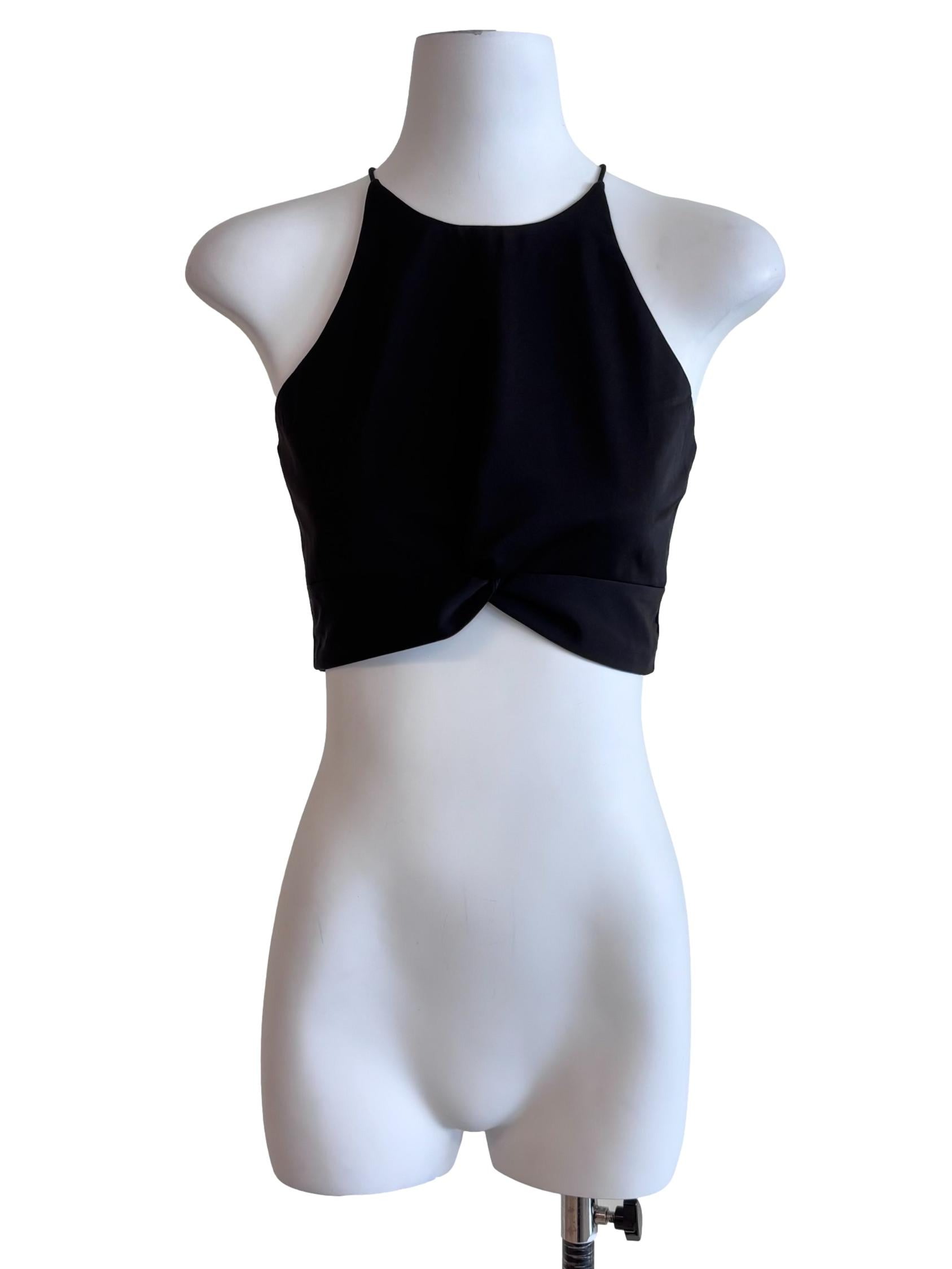 Black Cross Back Crop Top