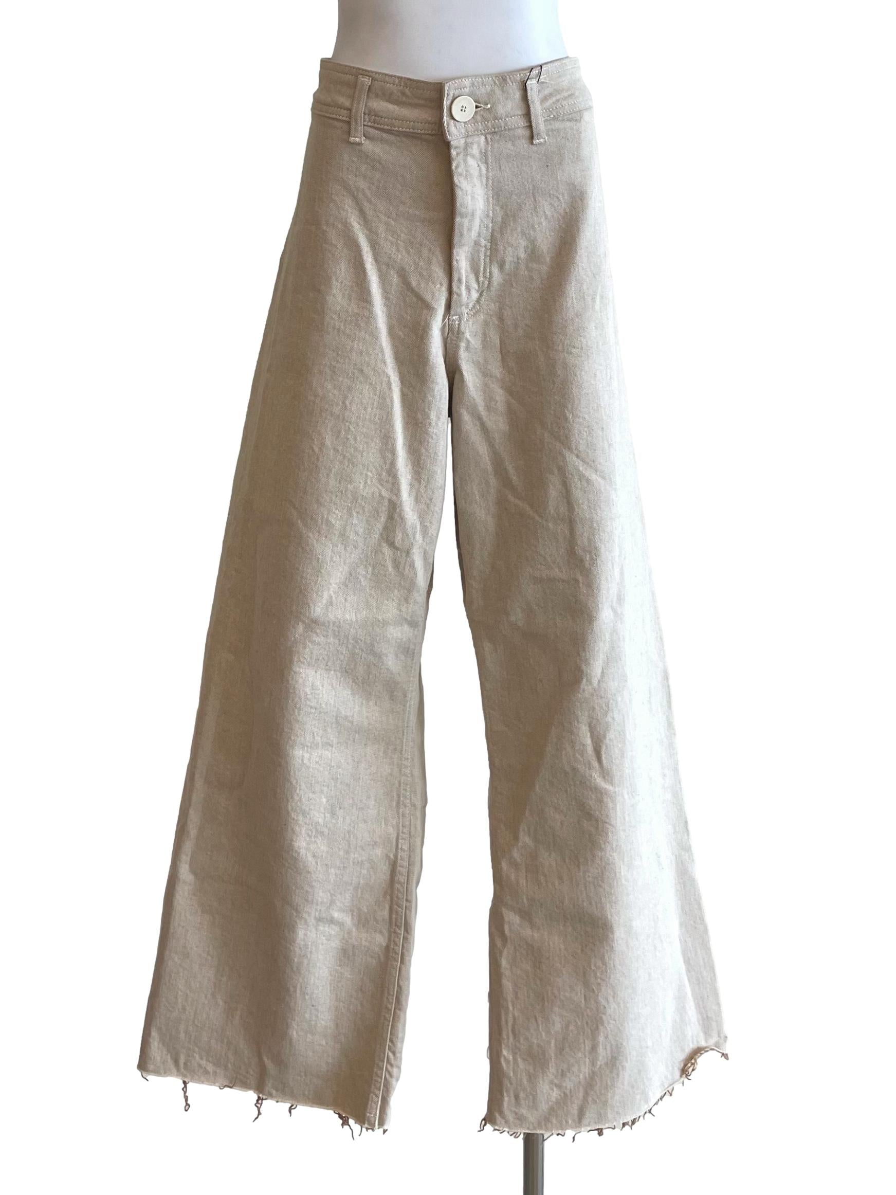Linen Distressed Wide Leg Pants