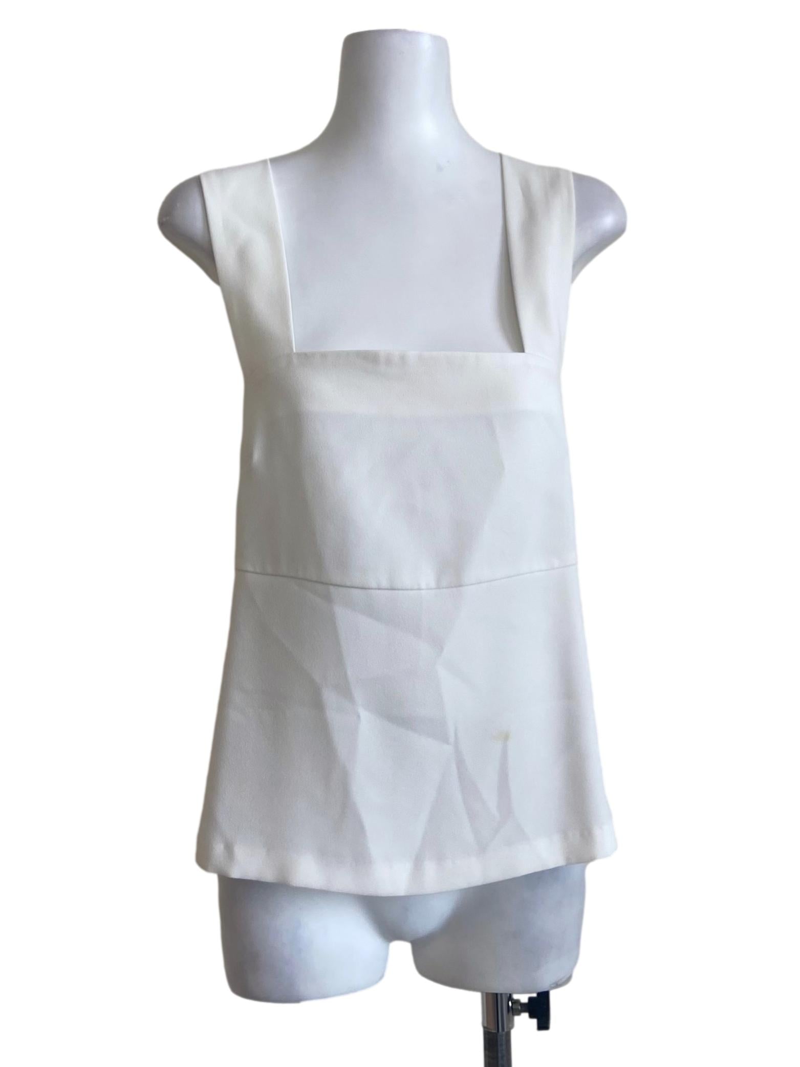 White Sleeveless Slit Top