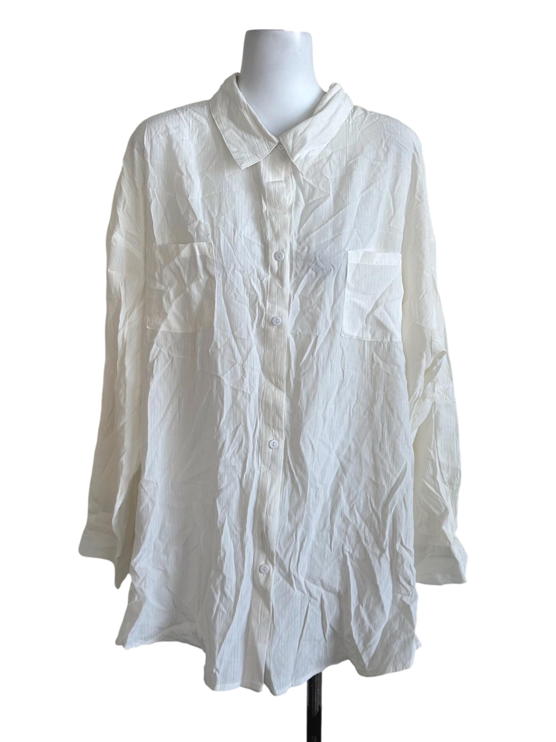 Off White Textured Collar Top TTR