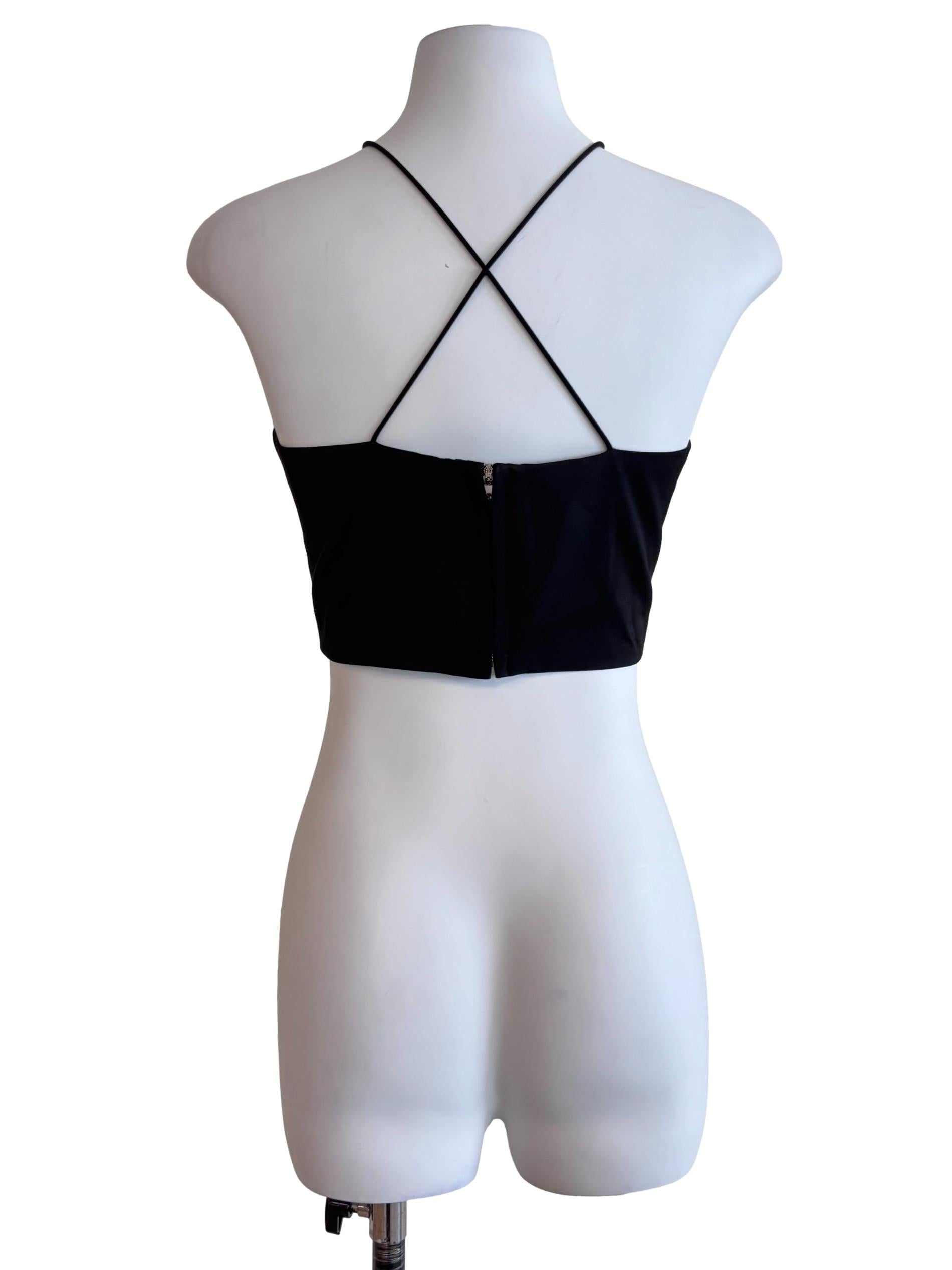 Black Cross Back Crop Top