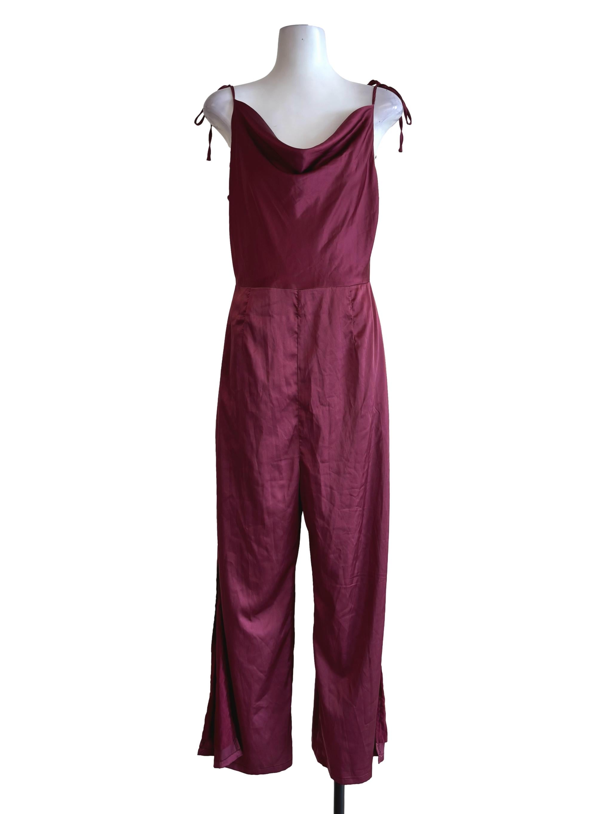Burgundy Red Silk Jumpsuit