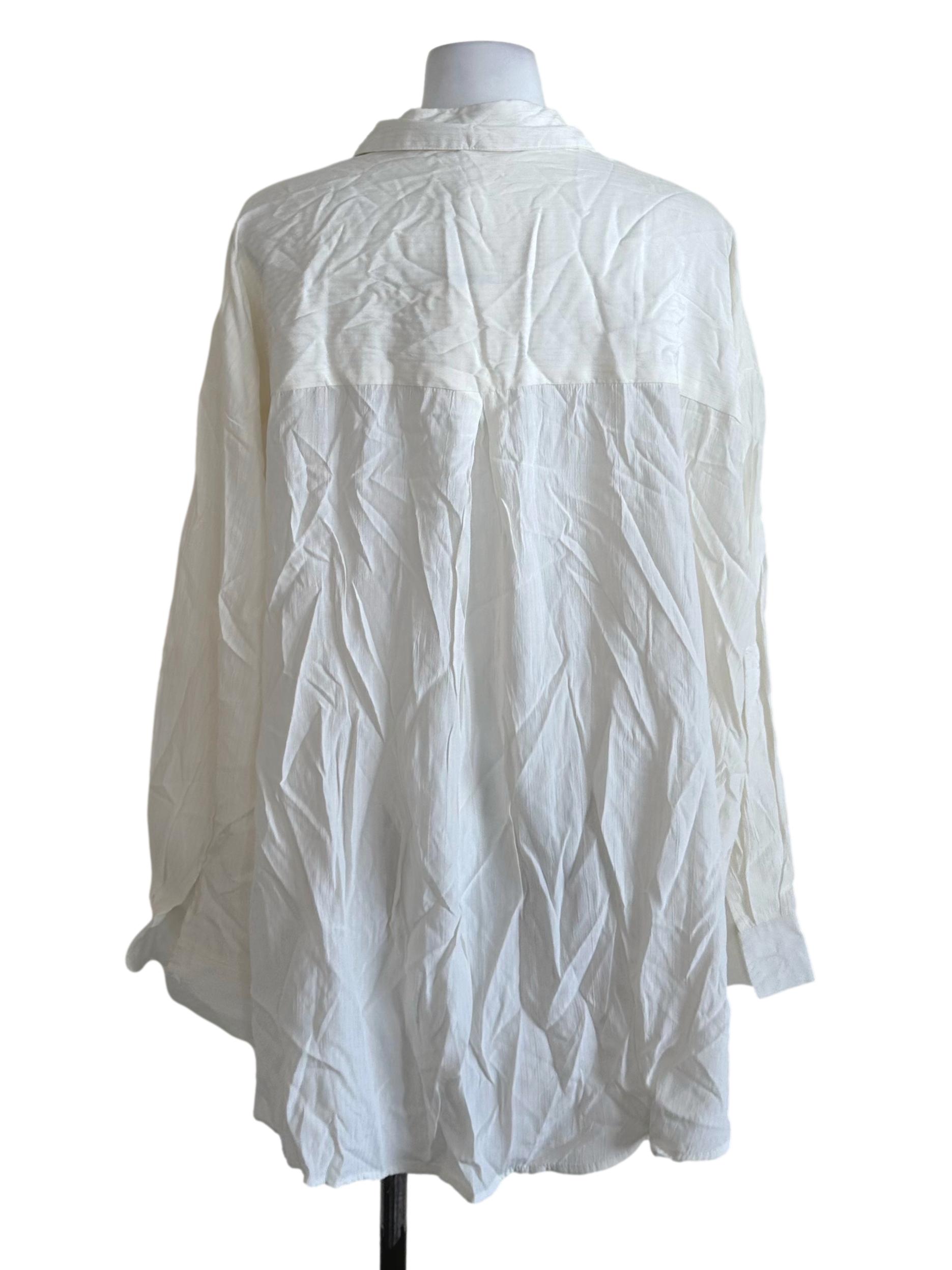 Off White Textured Collar Top TTR