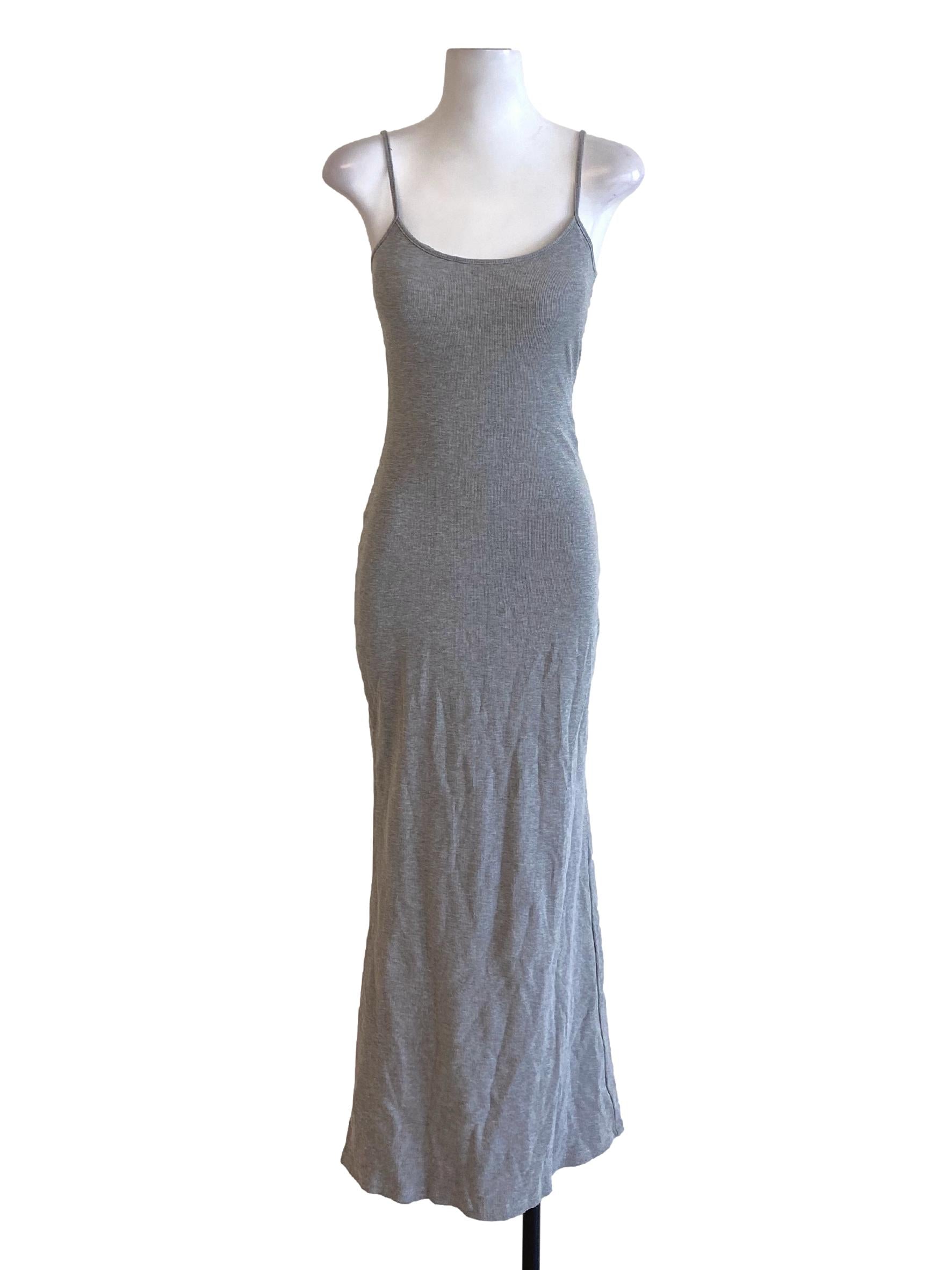 Lead Grey Spaghetti Strap Fit Bodycon Dress