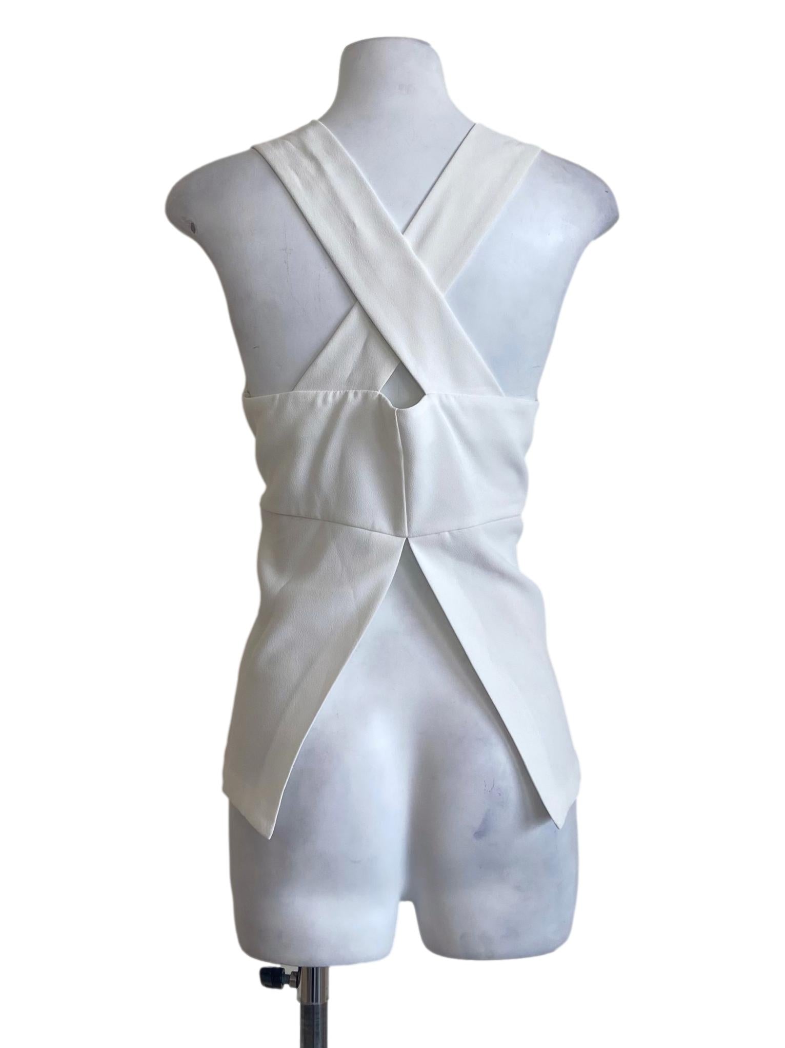 White Sleeveless Slit Top