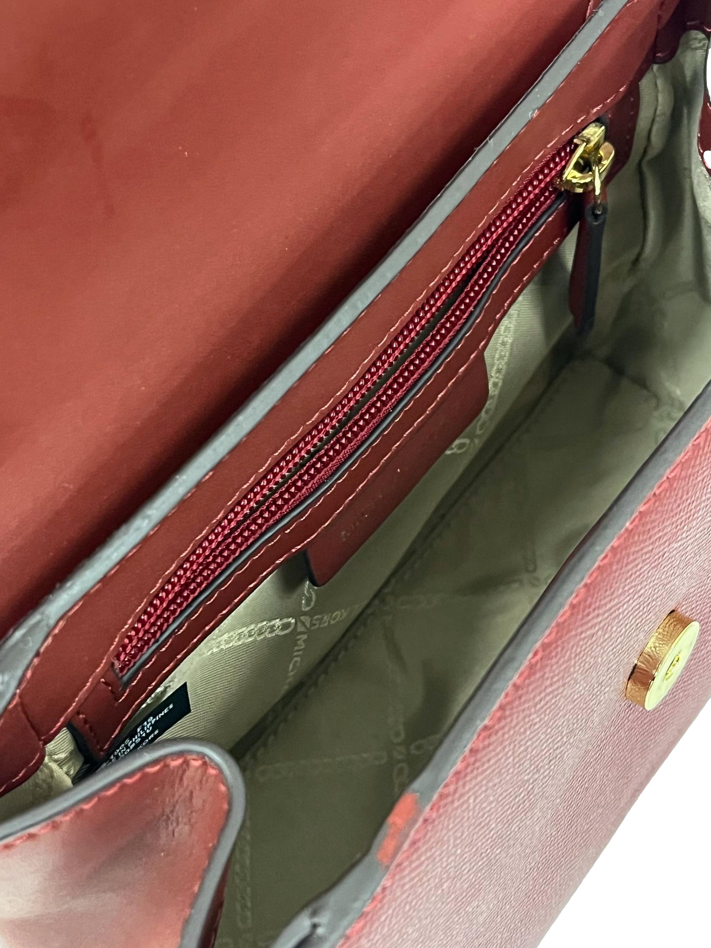 Maroon Bleecker Studded Two Way Handbag