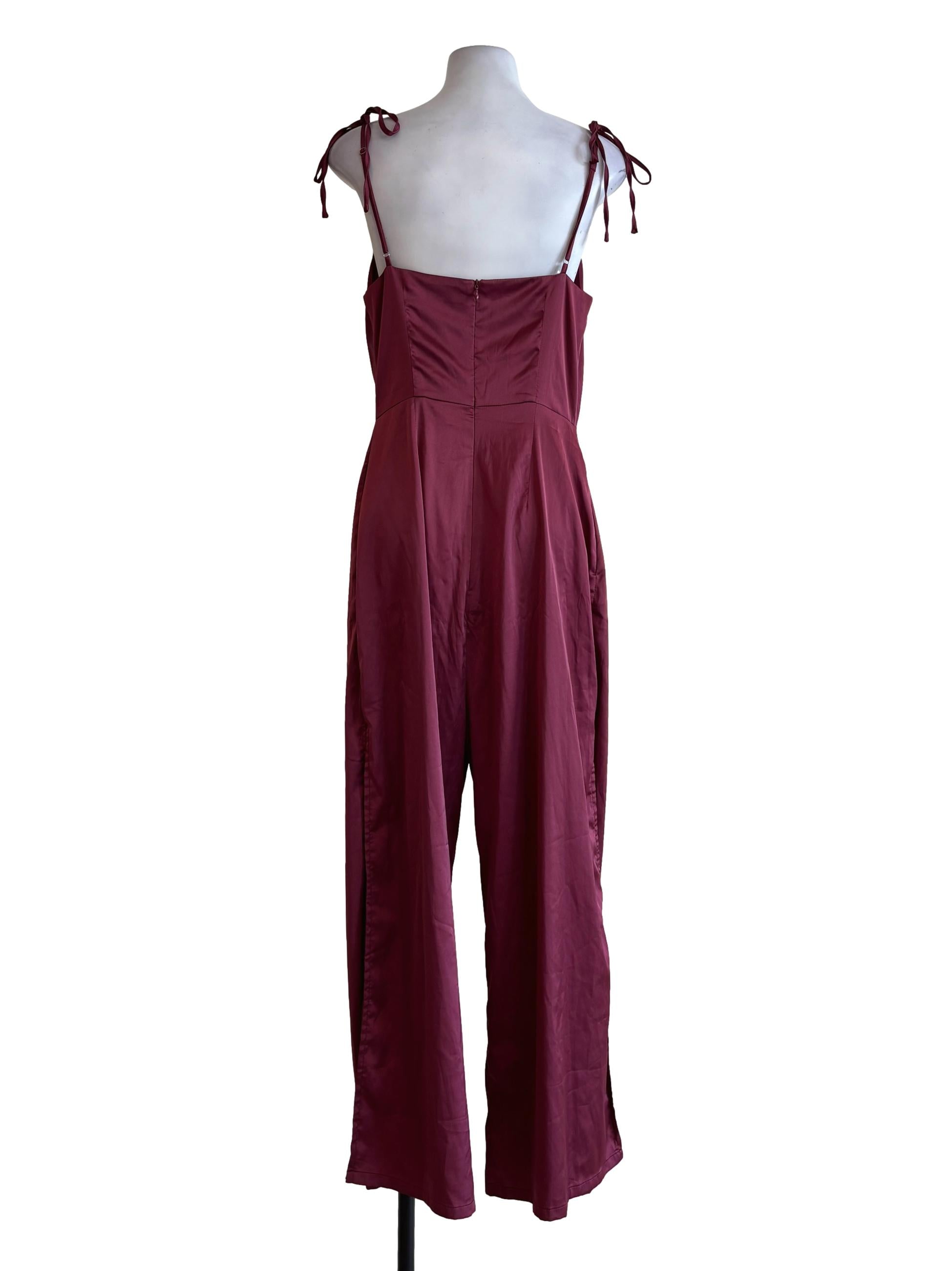 Burgundy Red Silk Jumpsuit