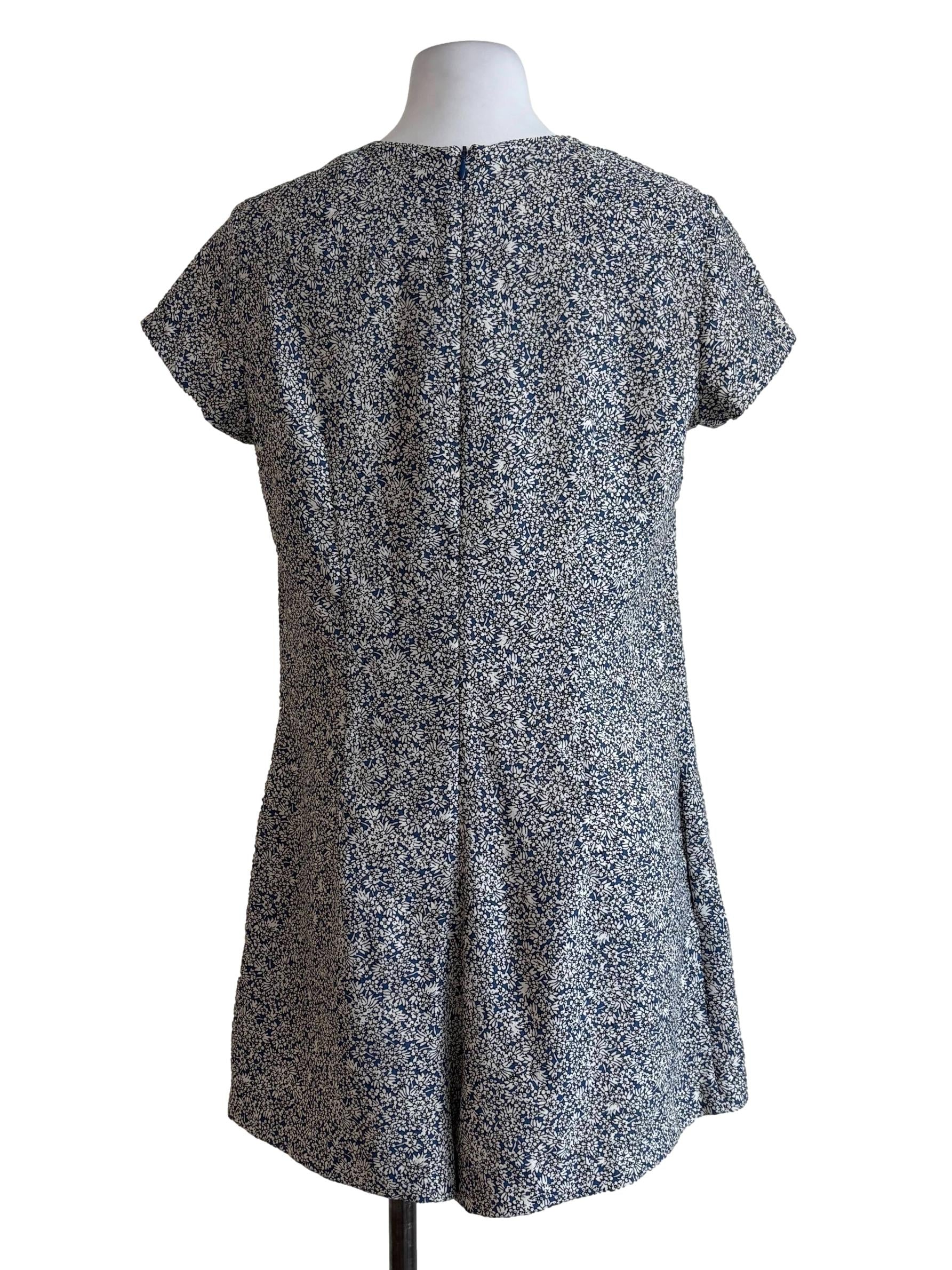Blue Floral Pleated Rompers