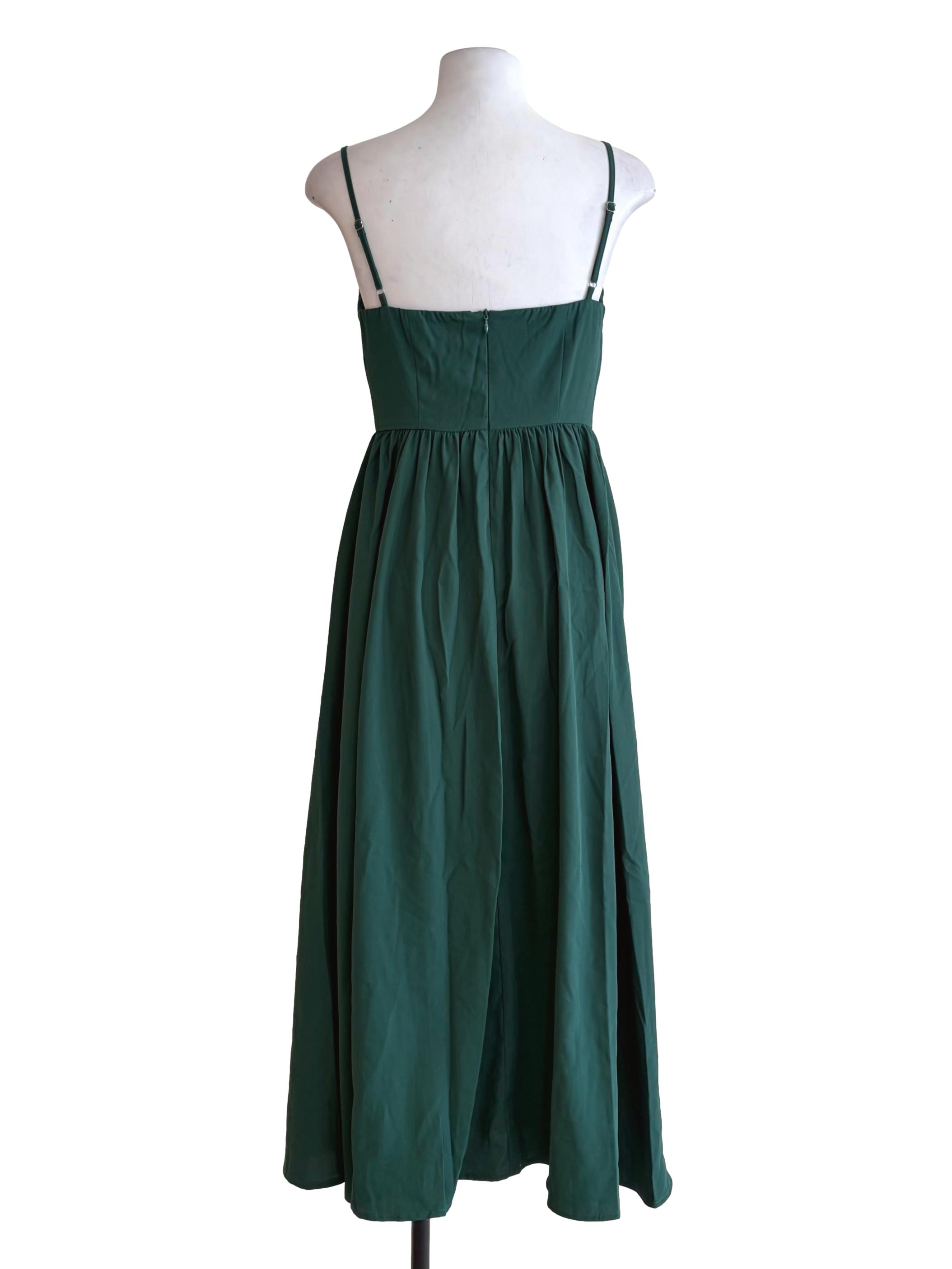 Emerald Green Pleated Bust Babydoll Dress