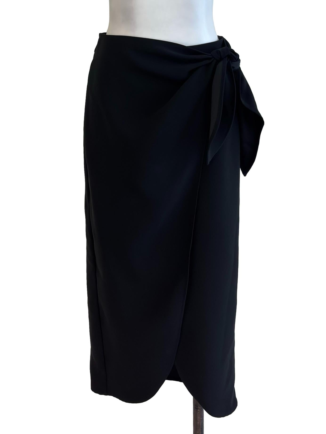 Jet Black Wrap Midi Skirt