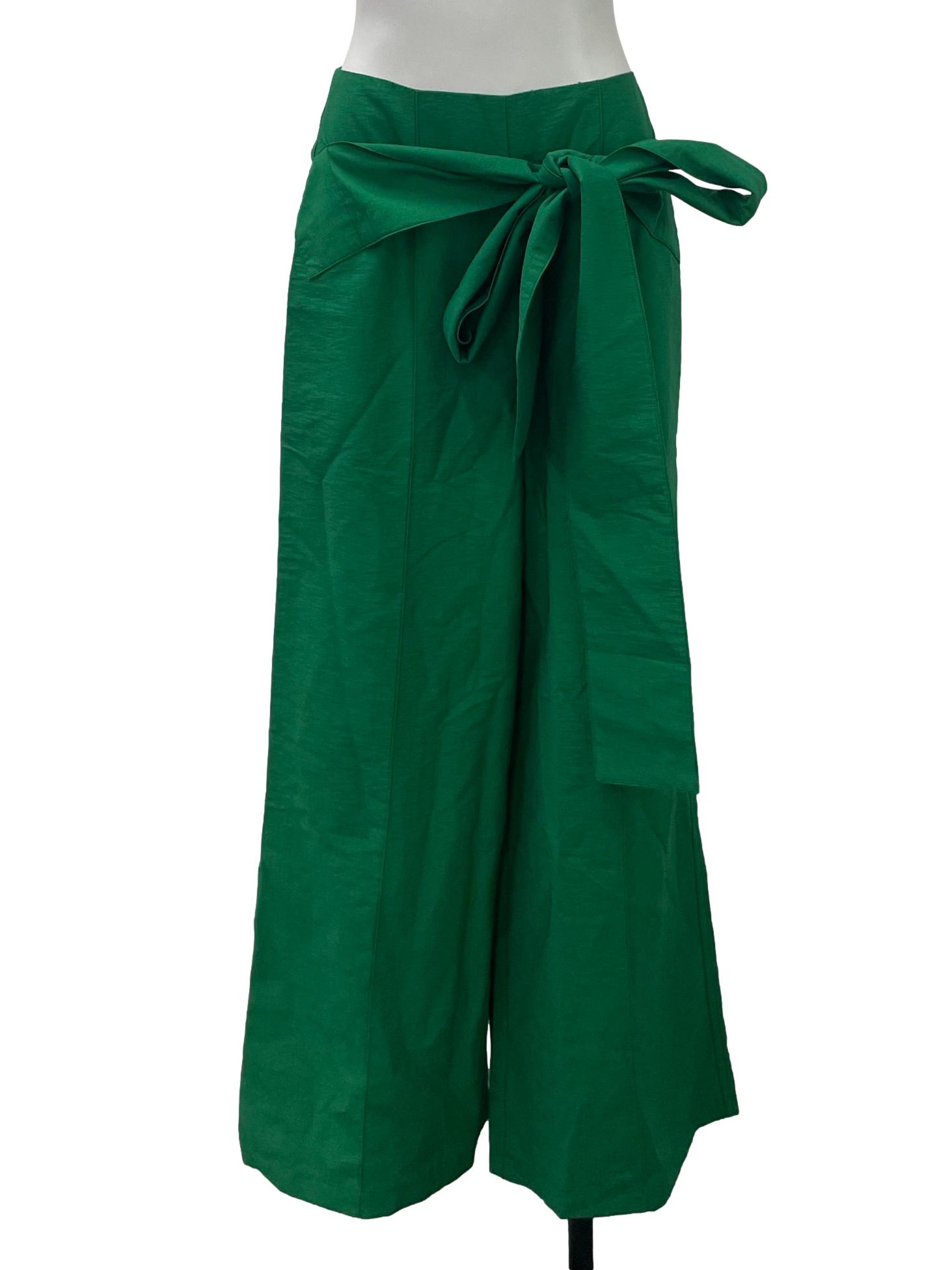 Green Front Tie Pants