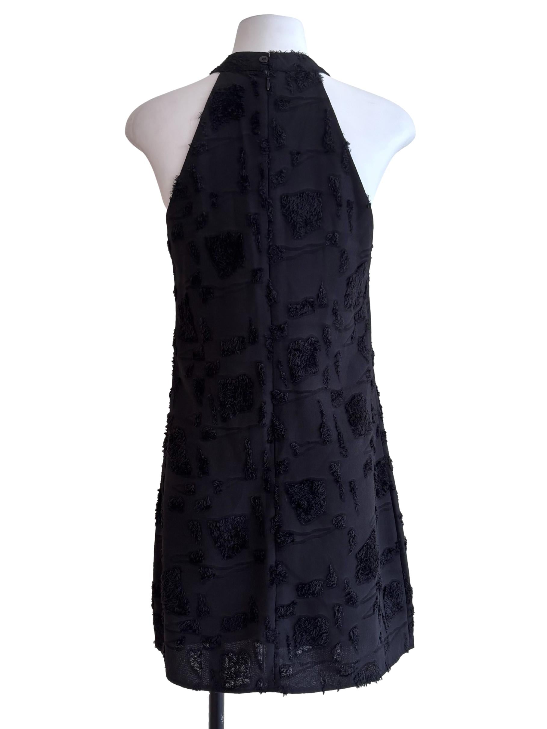 Black Textured Halter Neck Dress
