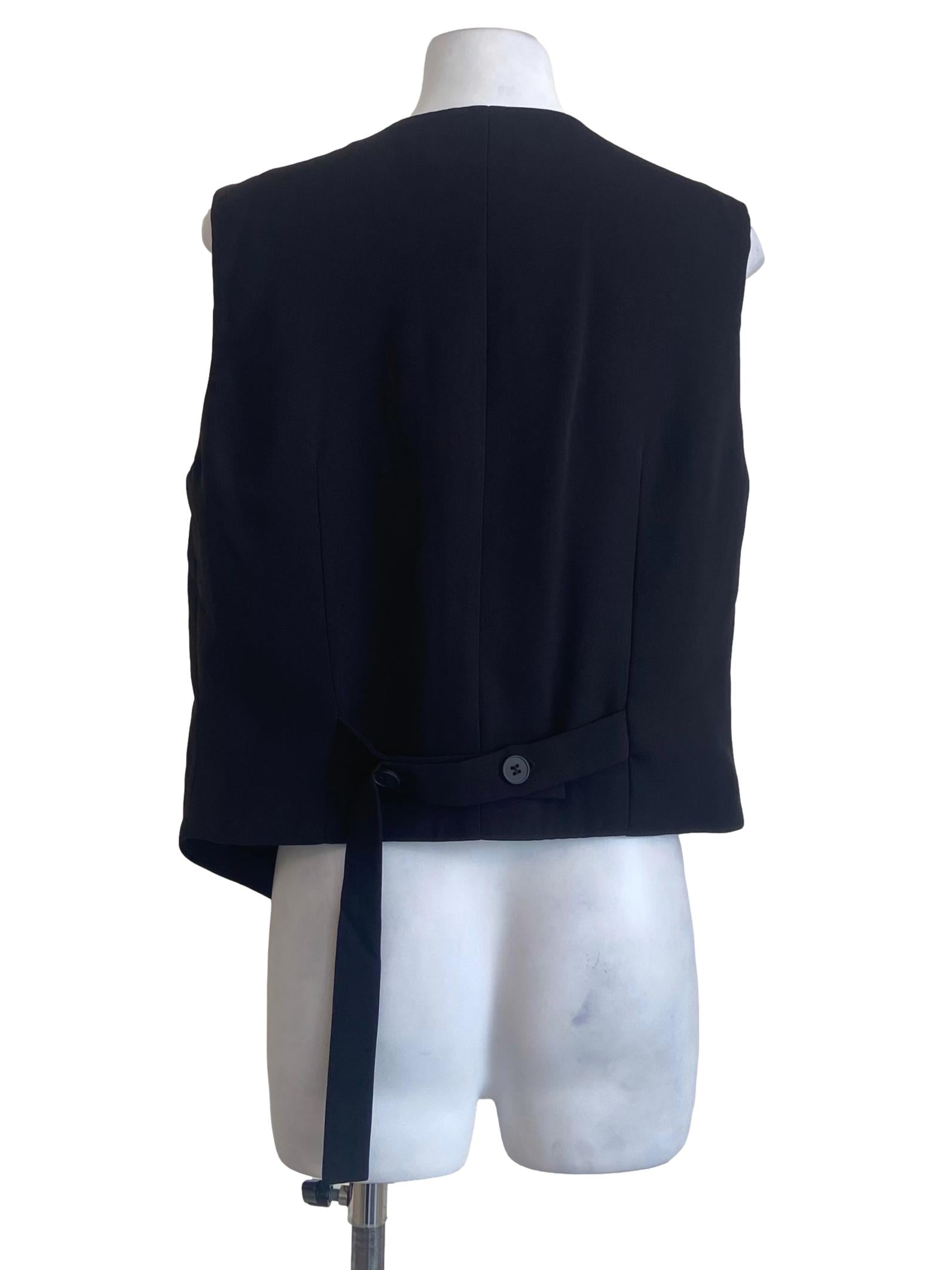 Black Asymmetric Button Vest