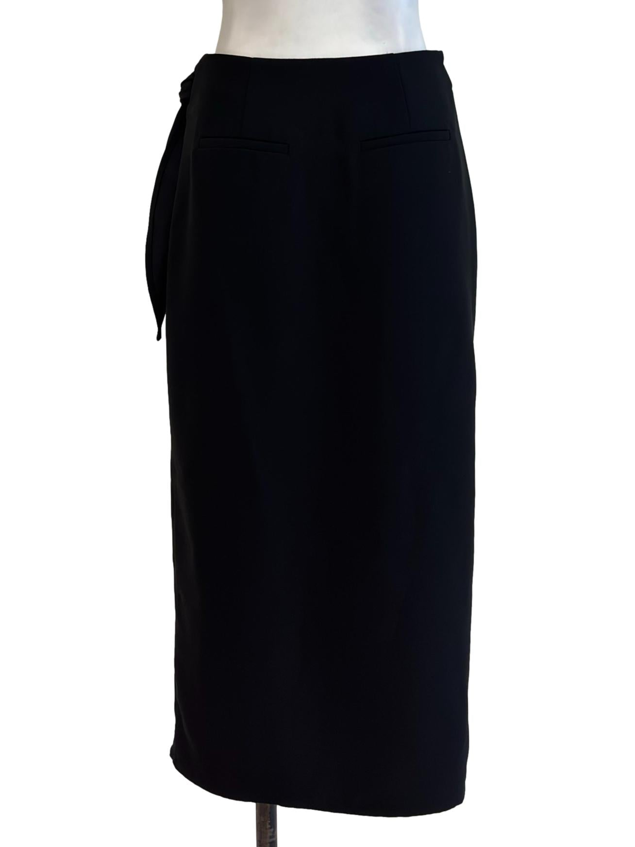 Jet Black Wrap Midi Skirt