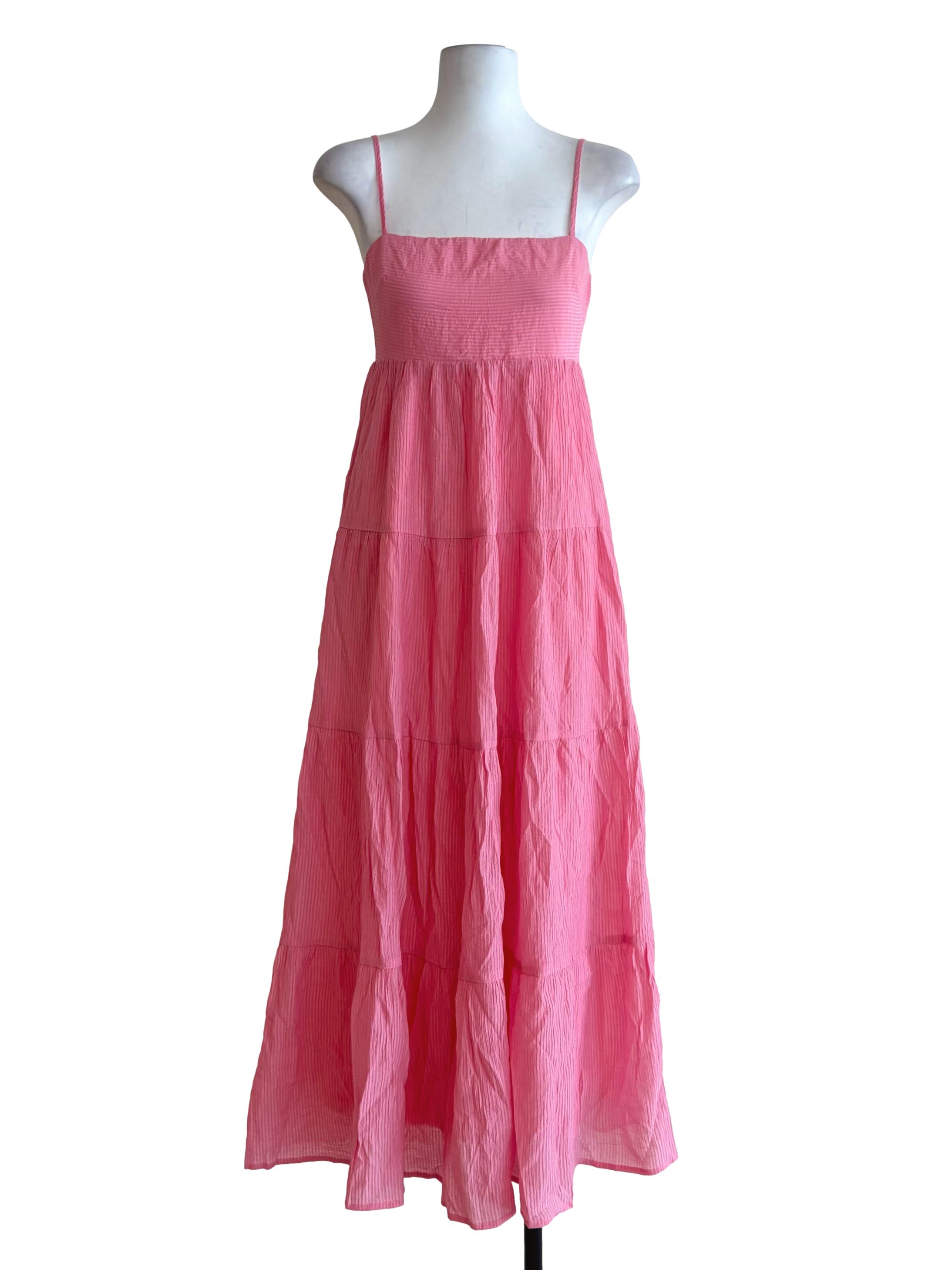 Bubblegum Pink Tiered Slip Dress